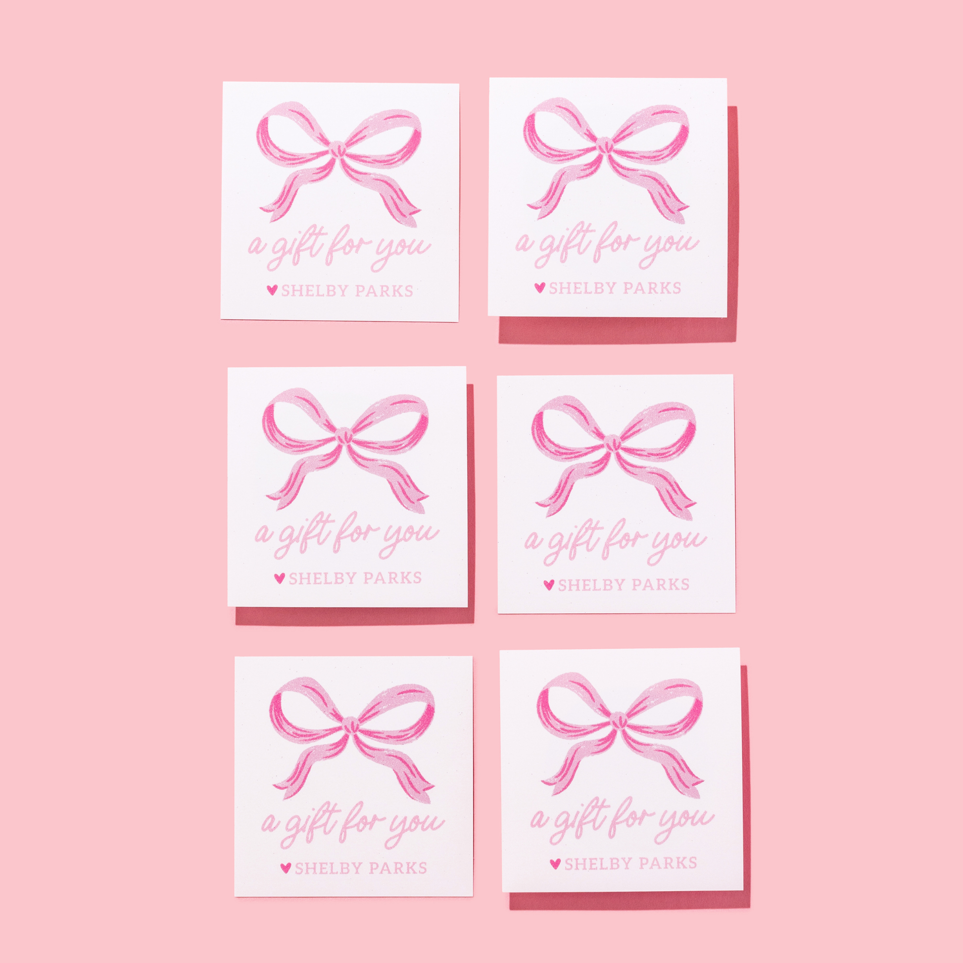 Shelby Parks Pink Bow Personalized Gift Tags or Stickers