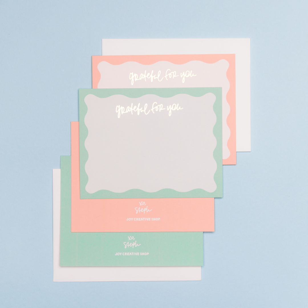 &quot;Grateful for You&quot; Gold Foil Notecards