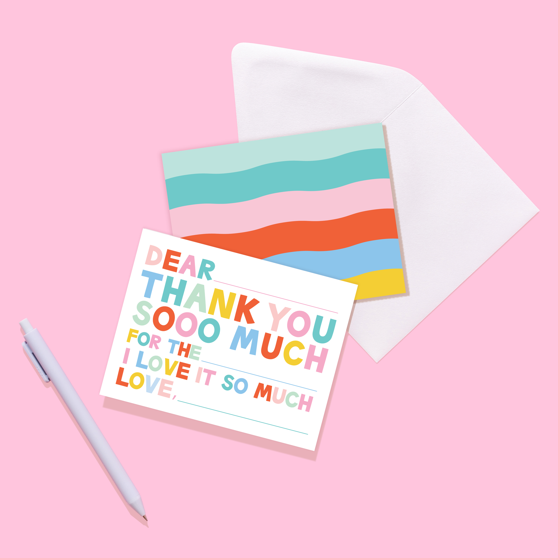 Kids Fill in Thank You Notes - Spring Rainbow
