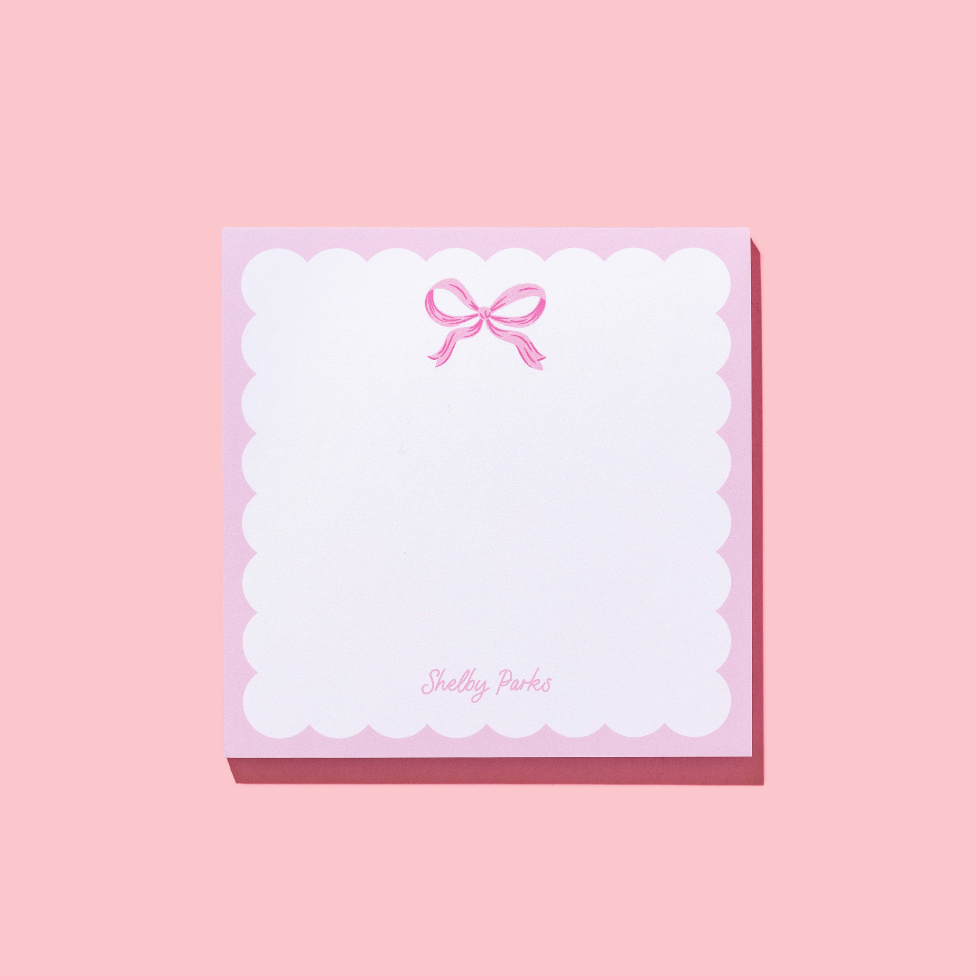 Shelby Parks Pink Bow Personalized Square Notepad