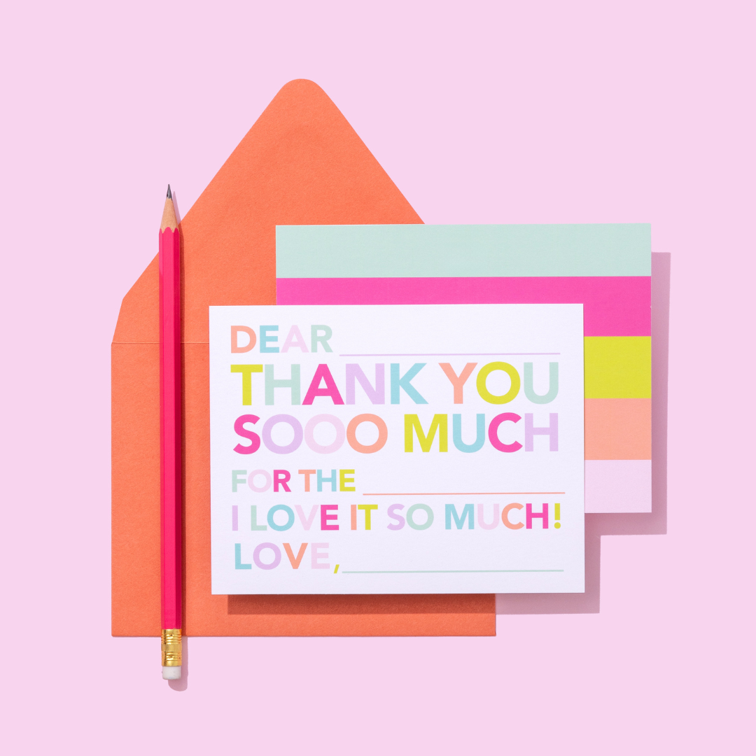 Kids Fill In Thank You Notes - Pinks