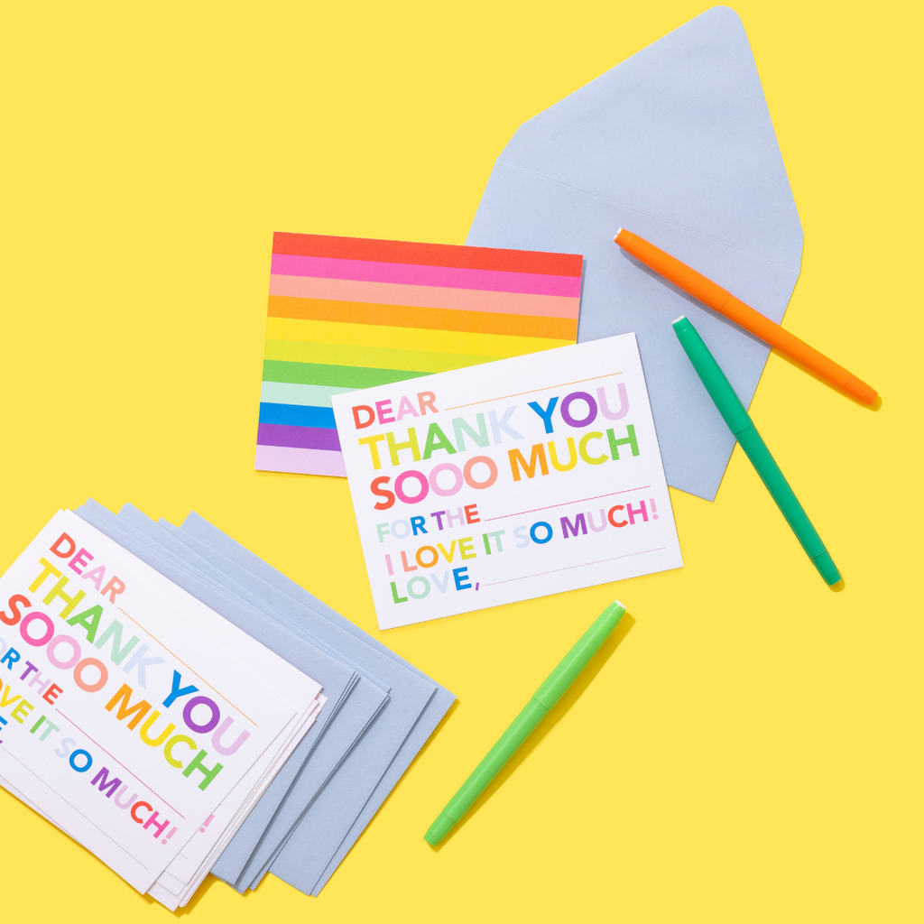 Kids Fill in Thank You Notes - Rainbow