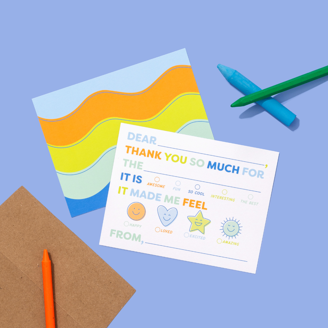 Kids Emotions Fill In Thank You Notes - Blues