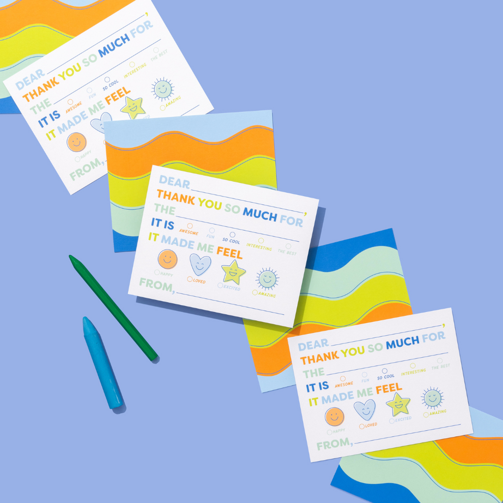 Kids Emotions Fill In Thank You Notes - Blues