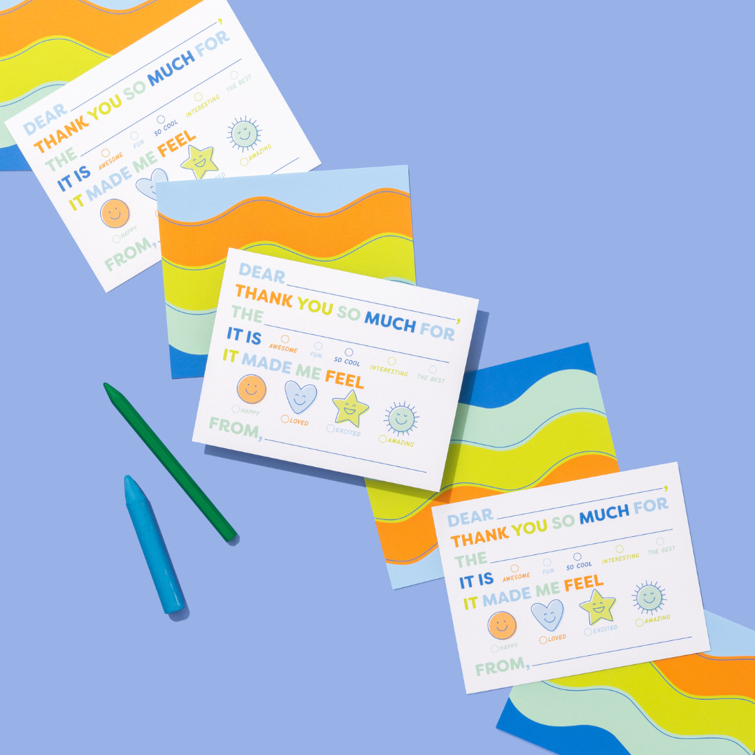 Kids Emotions Fill In Thank You Notes - Blues