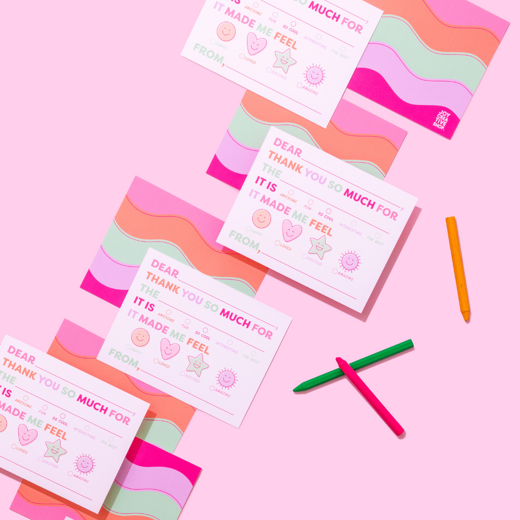 Kids Emotions Fill In Thank You Notes - Pinks