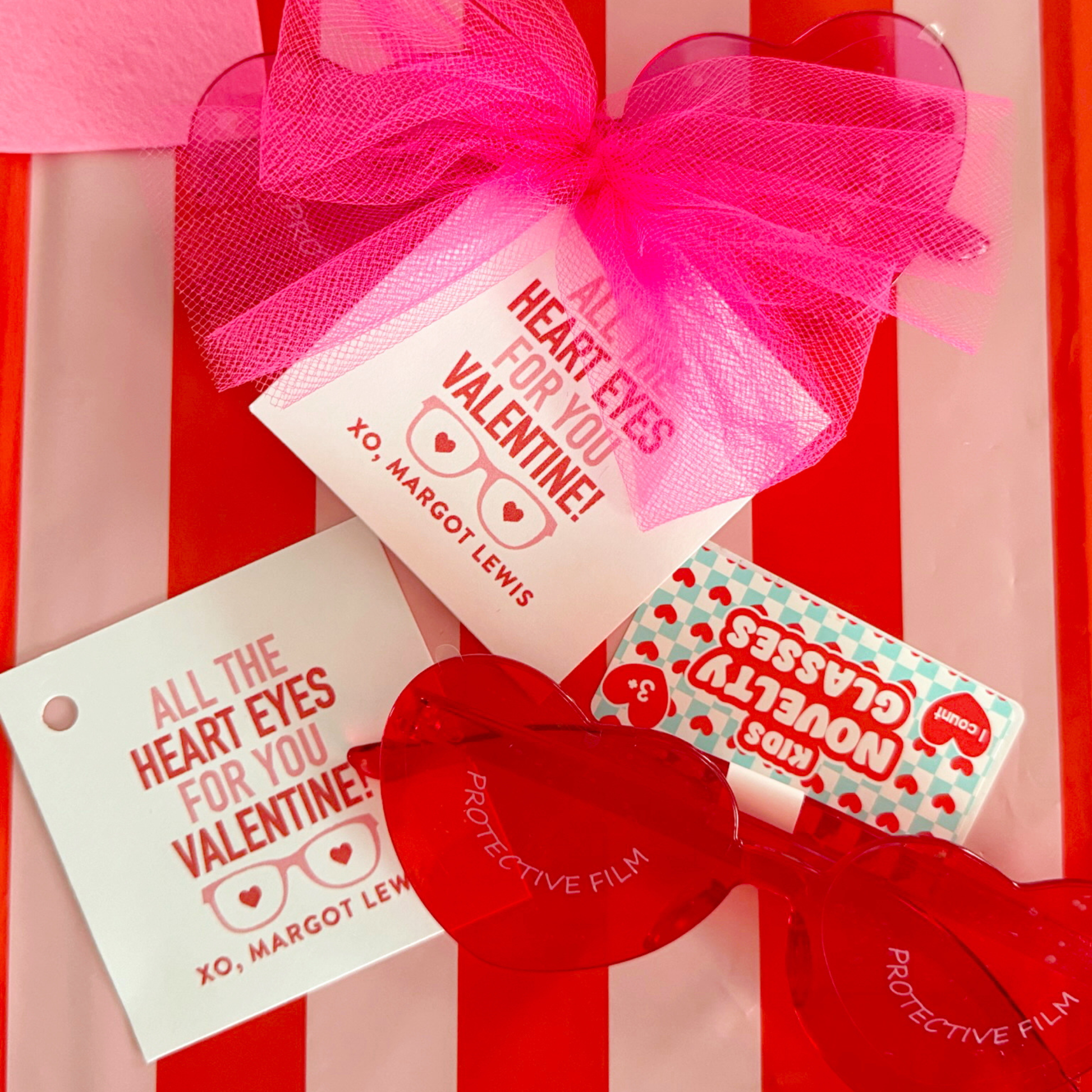 Heart Eyes Pink Valentine's Stickers or Gift Tags