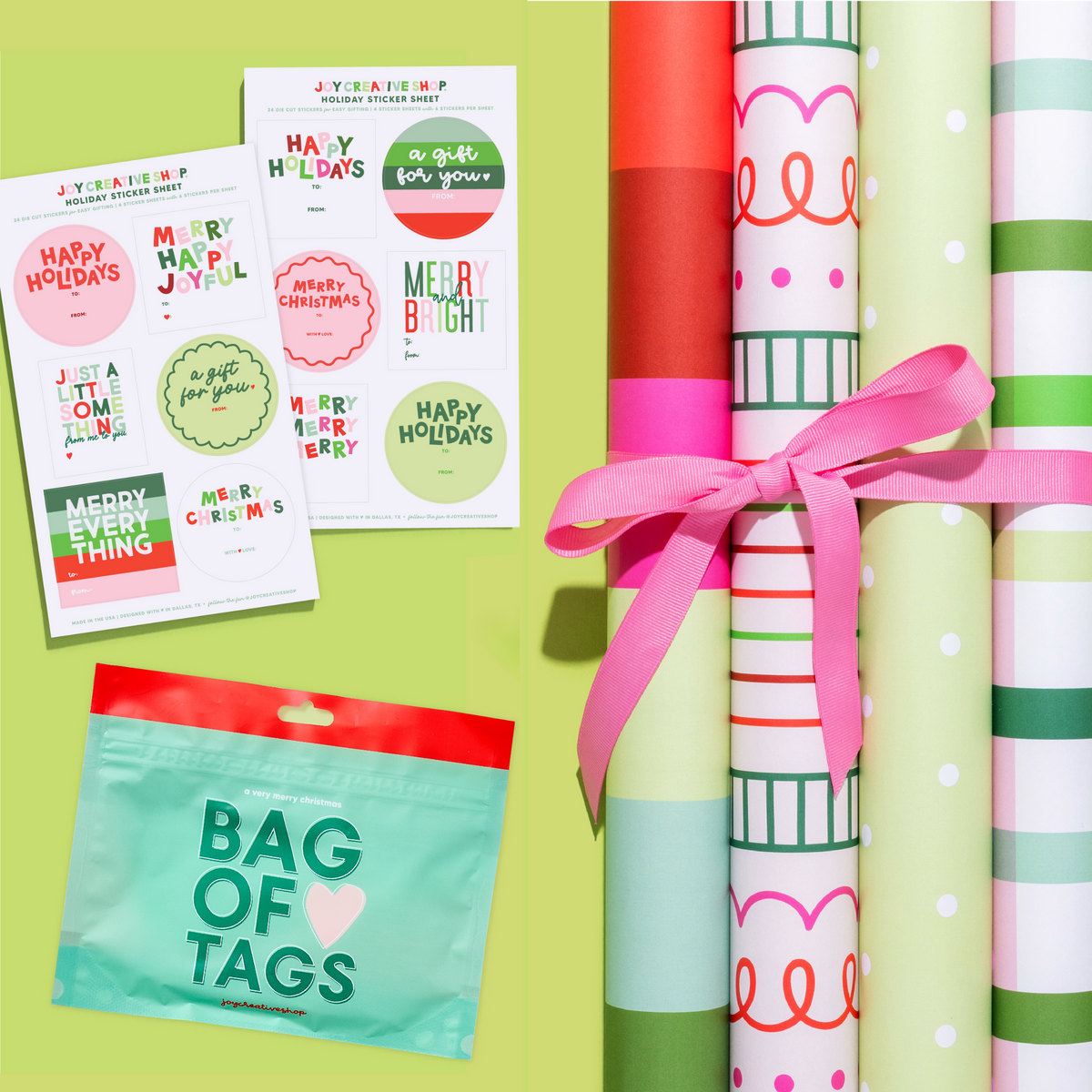 Gift Wrap, Sticker &amp; Bag of Tags Bundle