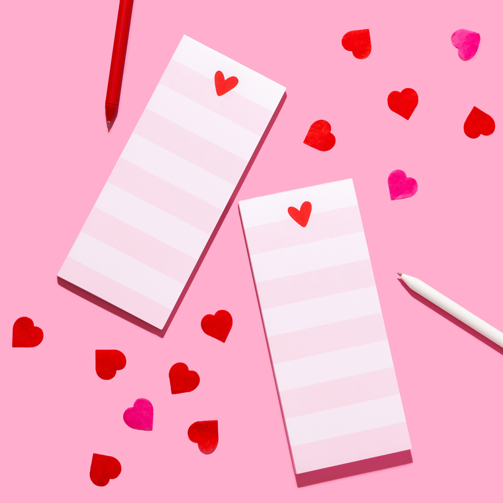 Striped Heart Tall & Skinny Notepad