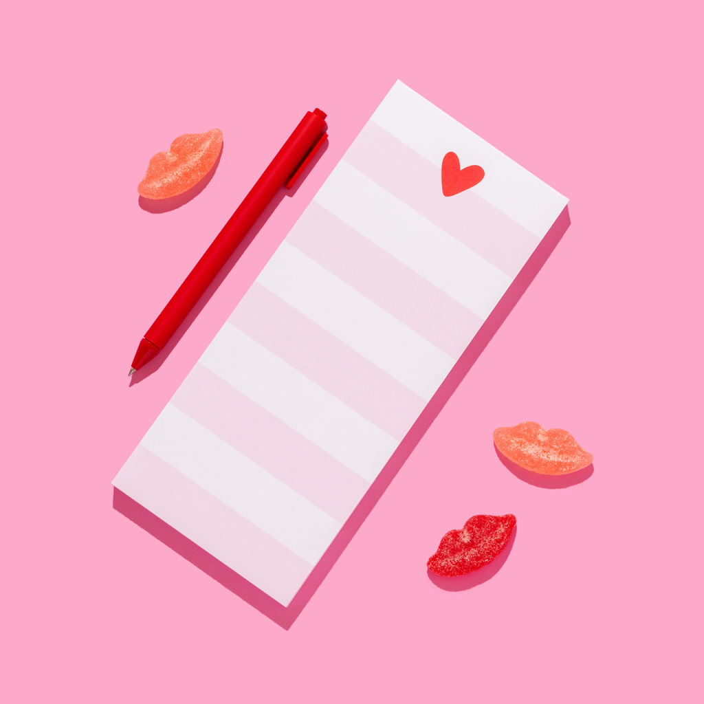 Striped Heart Tall & Skinny Notepad