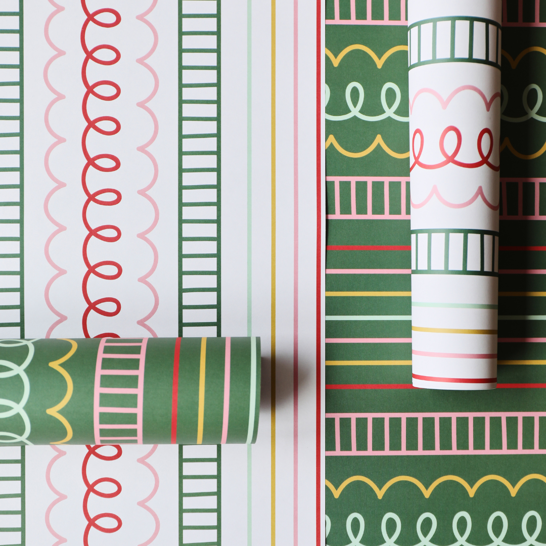 Holiday Squiggle Double Sided Gift Wrap