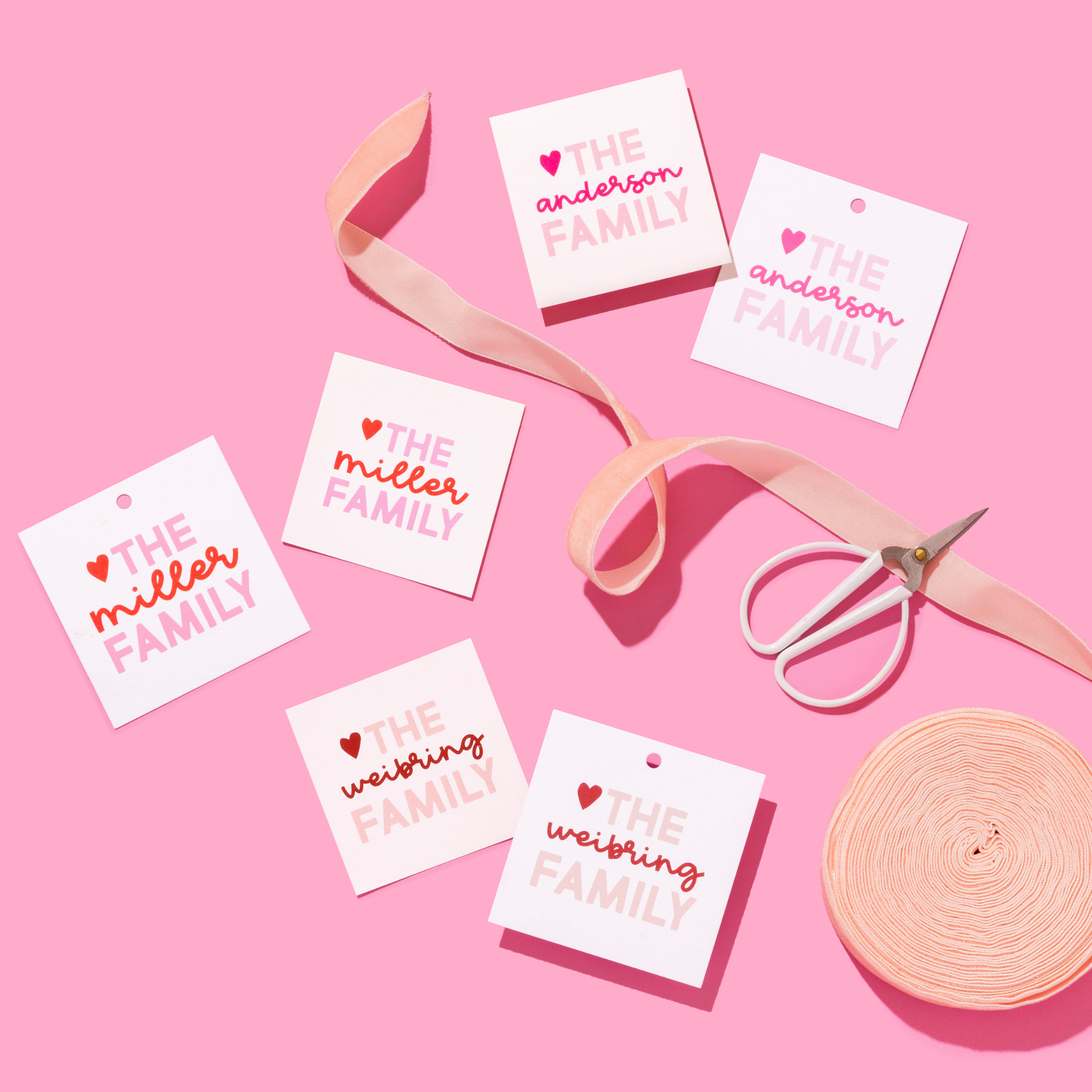 Valentine's Script Family Personalized Gift Tags or Stickers