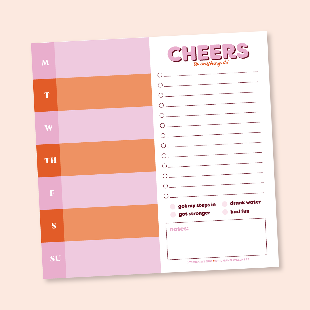 Girl Gang Wellness x JCS Weekly Notepad