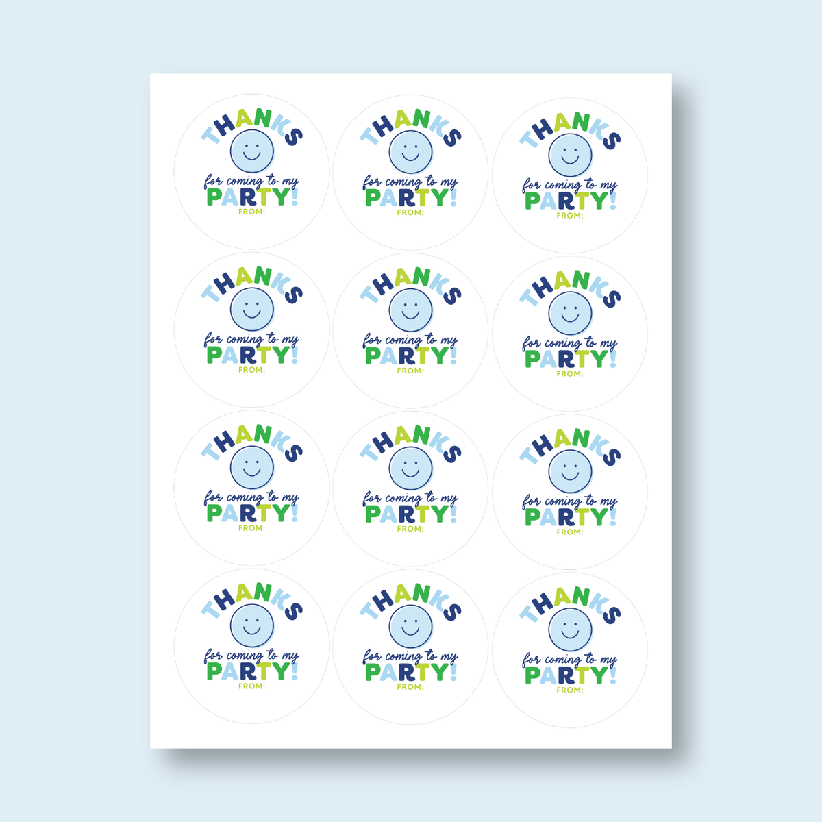 Party Favor Stickers - Blue