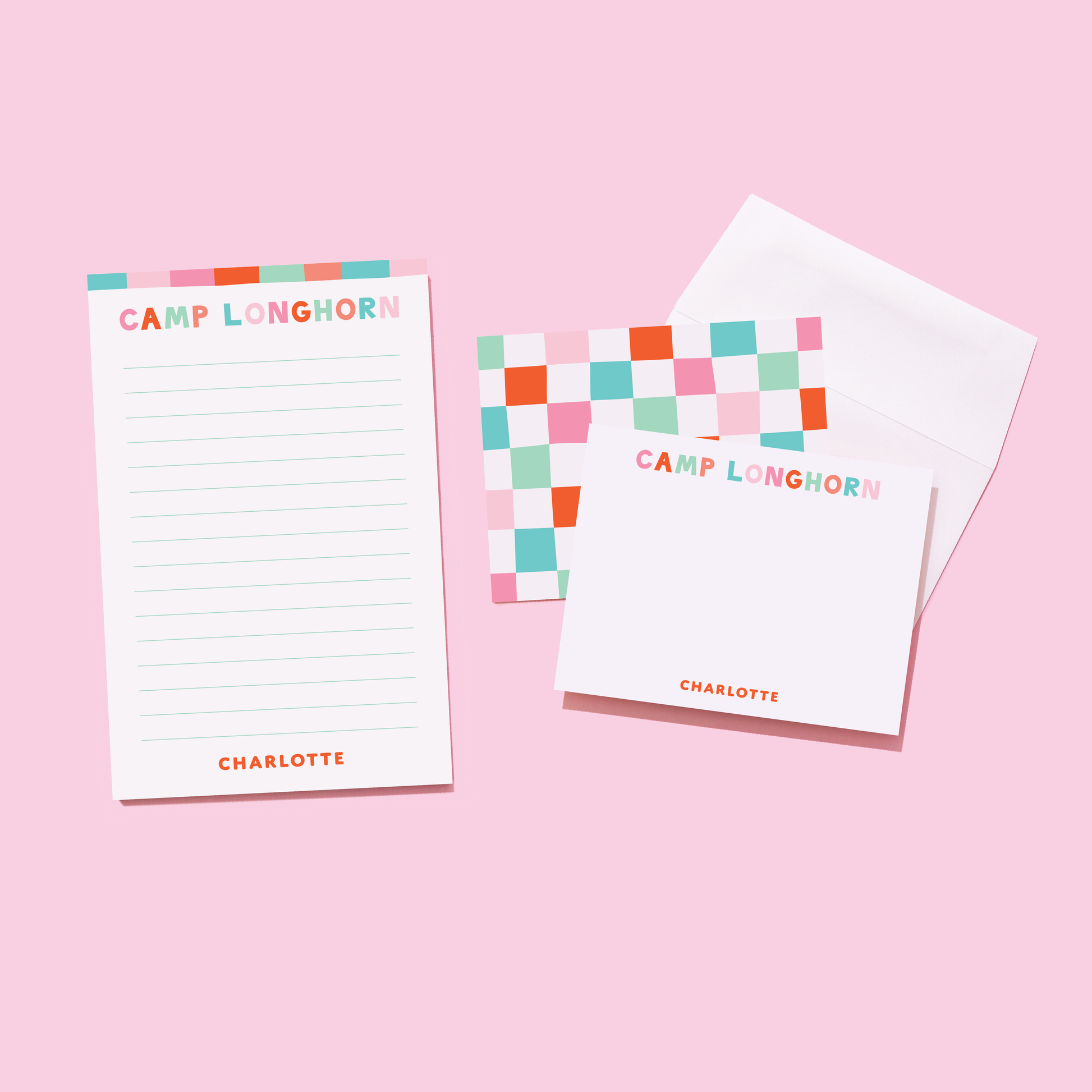 Camp Vibes Personalized Notecard and Notepad Bundle