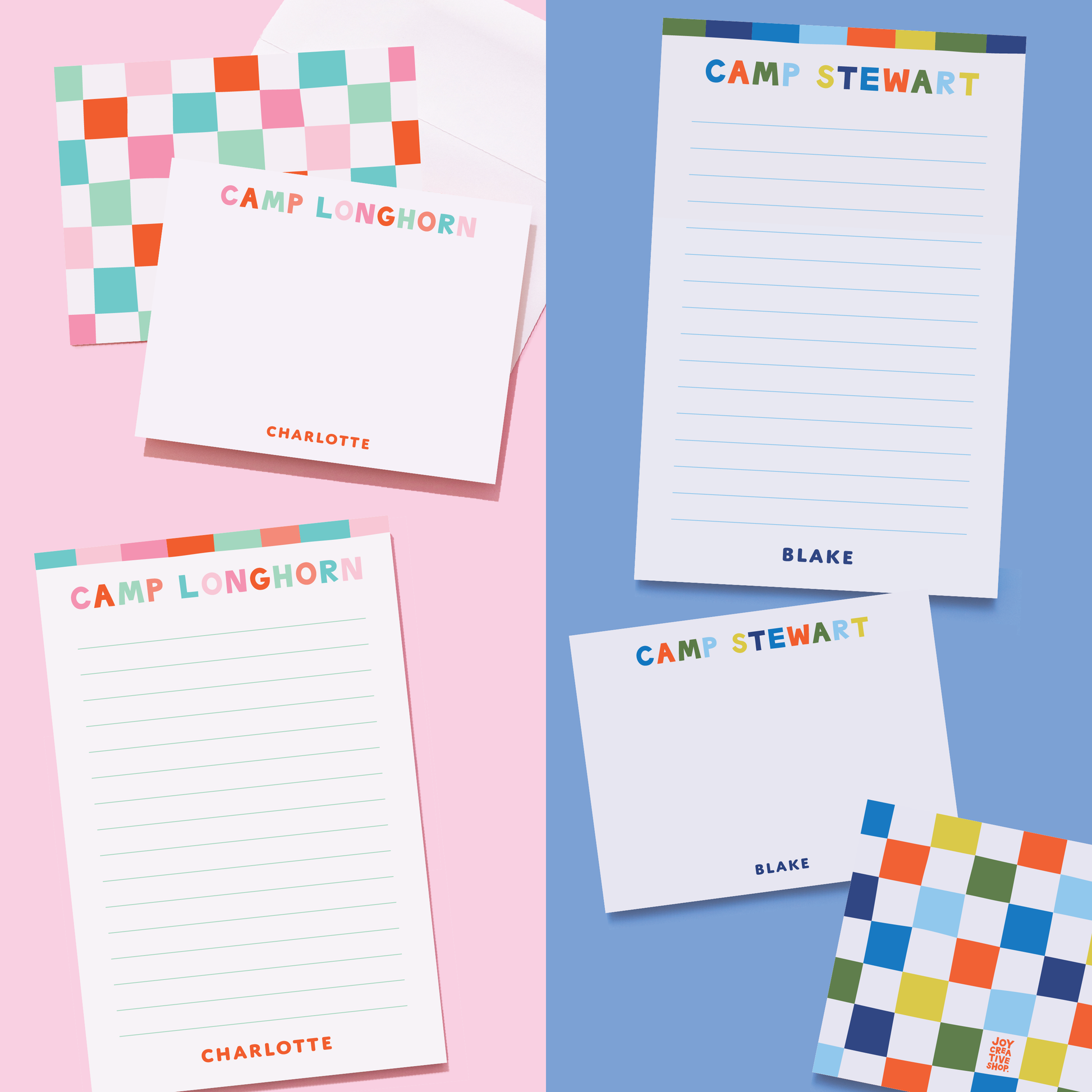 Camp Vibes Personalized Notecard and Notepad Bundle