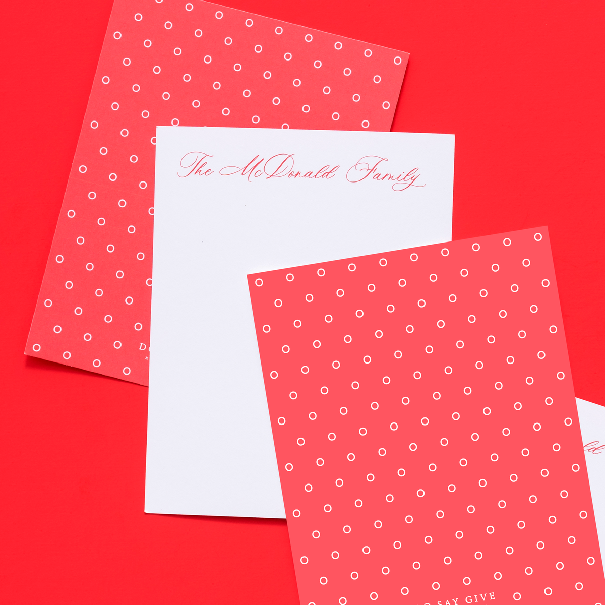 Do Say Give Holiday Script Personalized Stationery Red