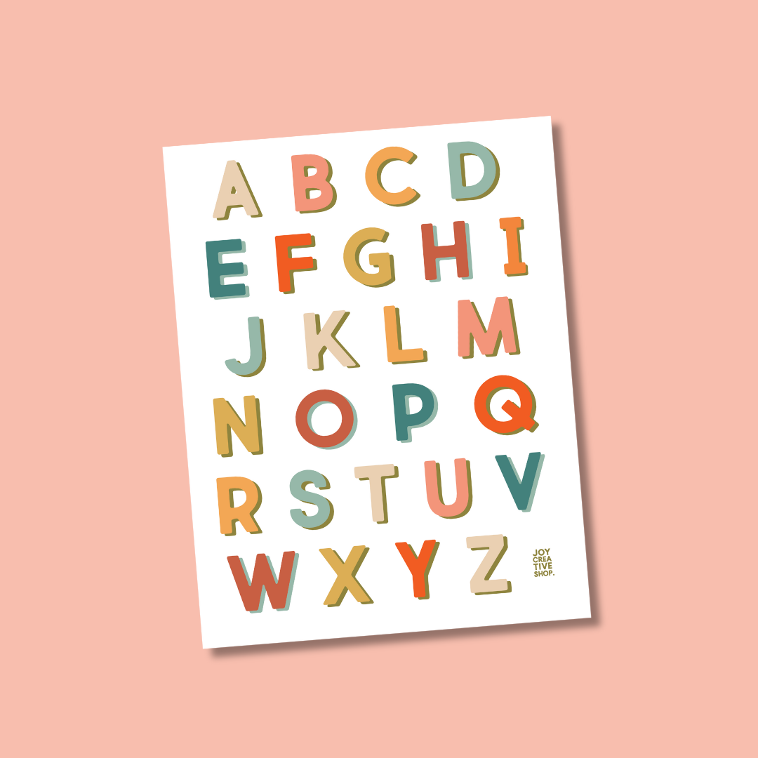 Joy Creative Shop A to Z Alphabet Vinyl Stickers Multi Set of 26, 1 x 3/4 | The Container Store