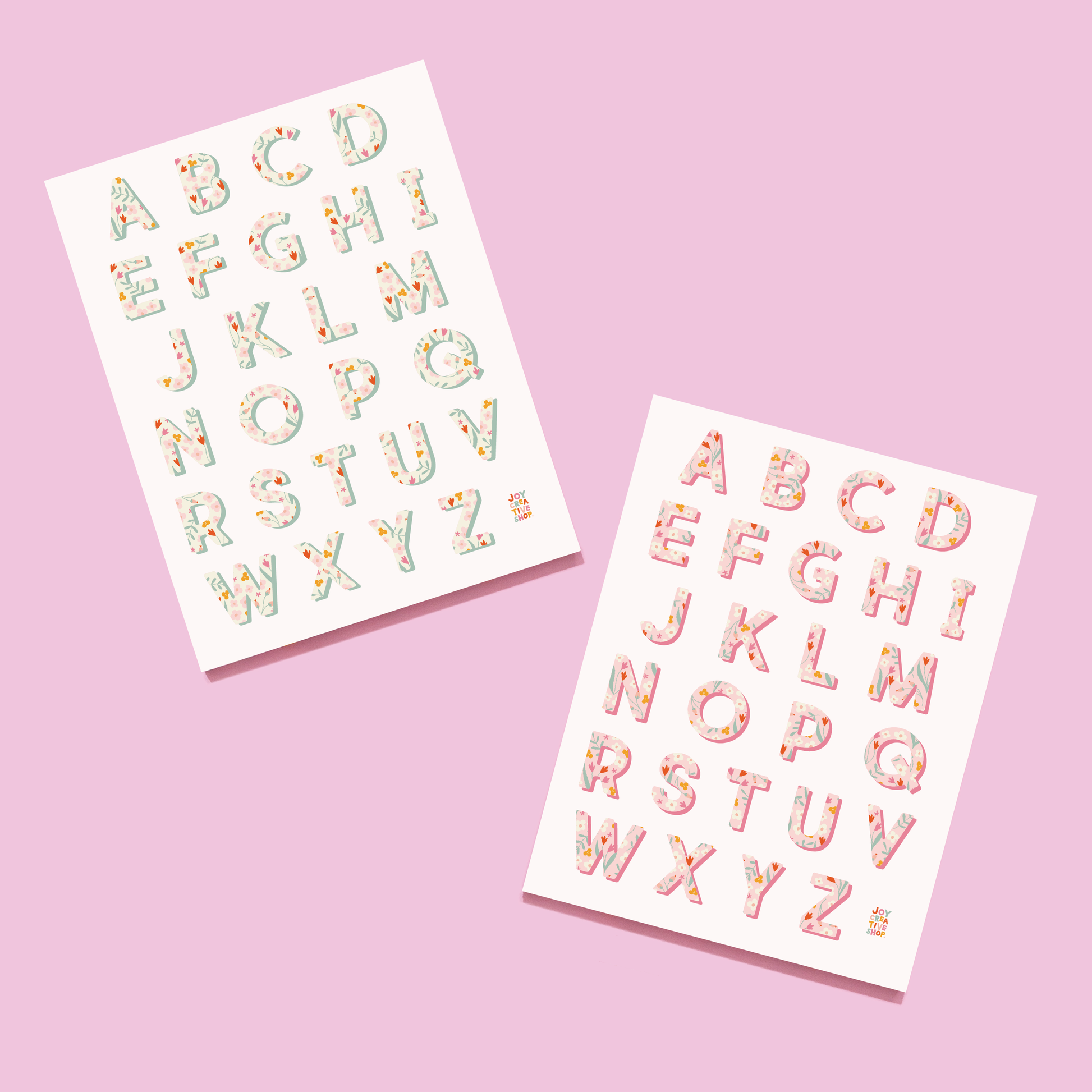 Floral Vinyl Alphabet Stickers - A thru Z