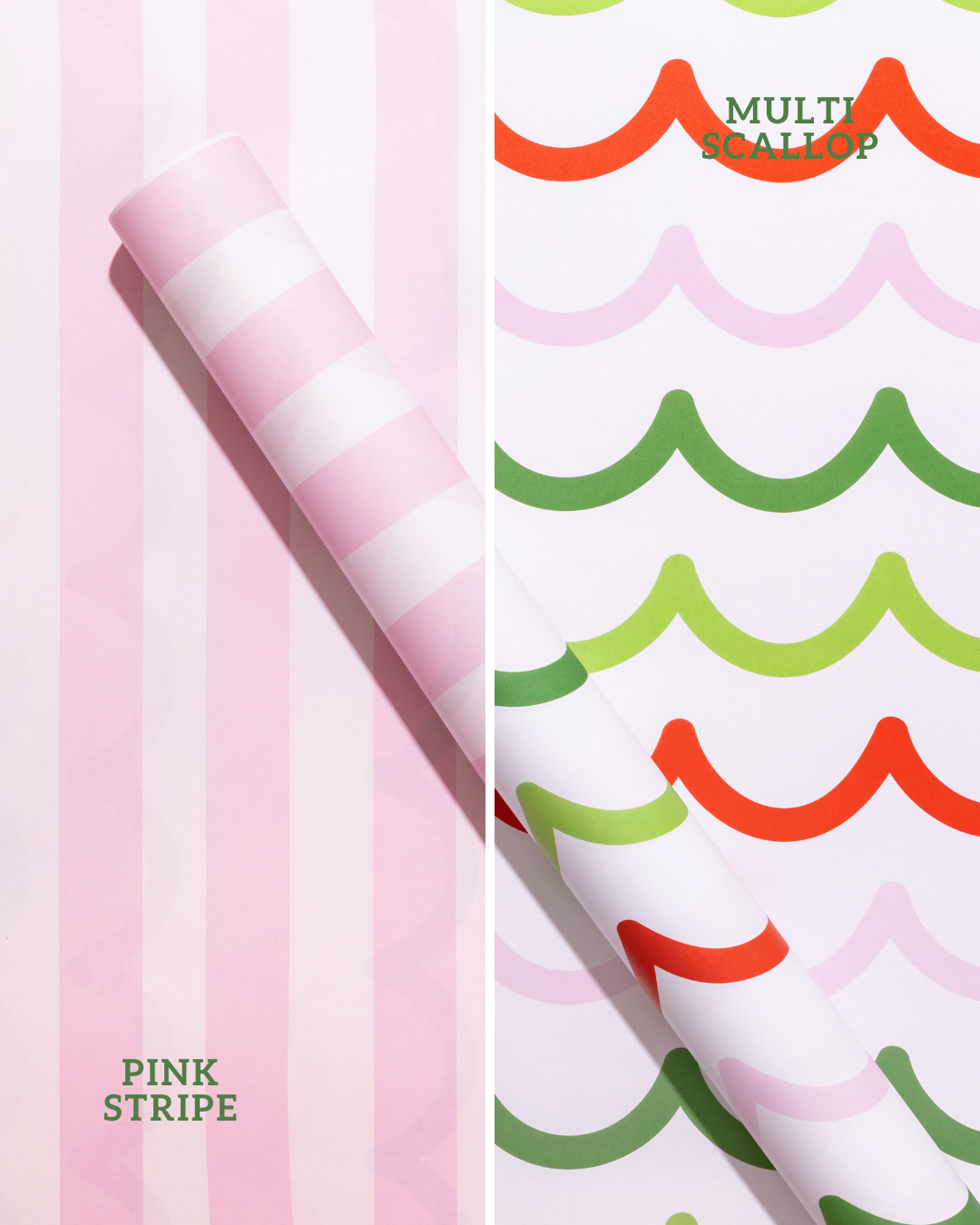 JCS x Shelby Parks Double Sided Gift Wrap Sheets - Scallop Stripe