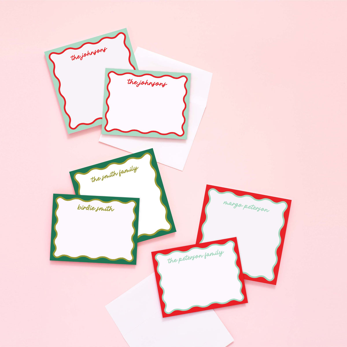 Holiday Wavy Personalized Notepad &amp; Stationery Bundle