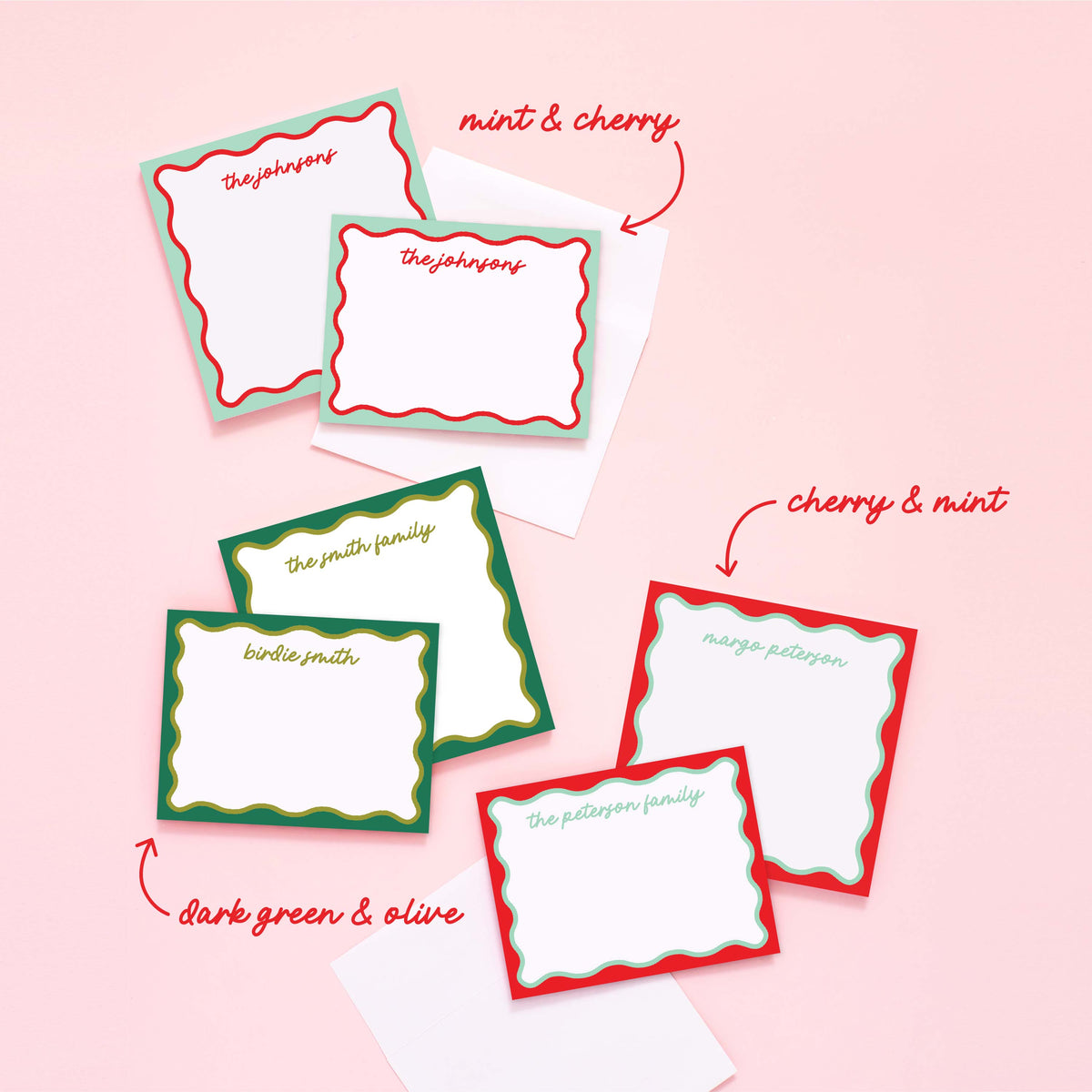 Holiday Wavy Personalized Notepad &amp; Stationery Bundle