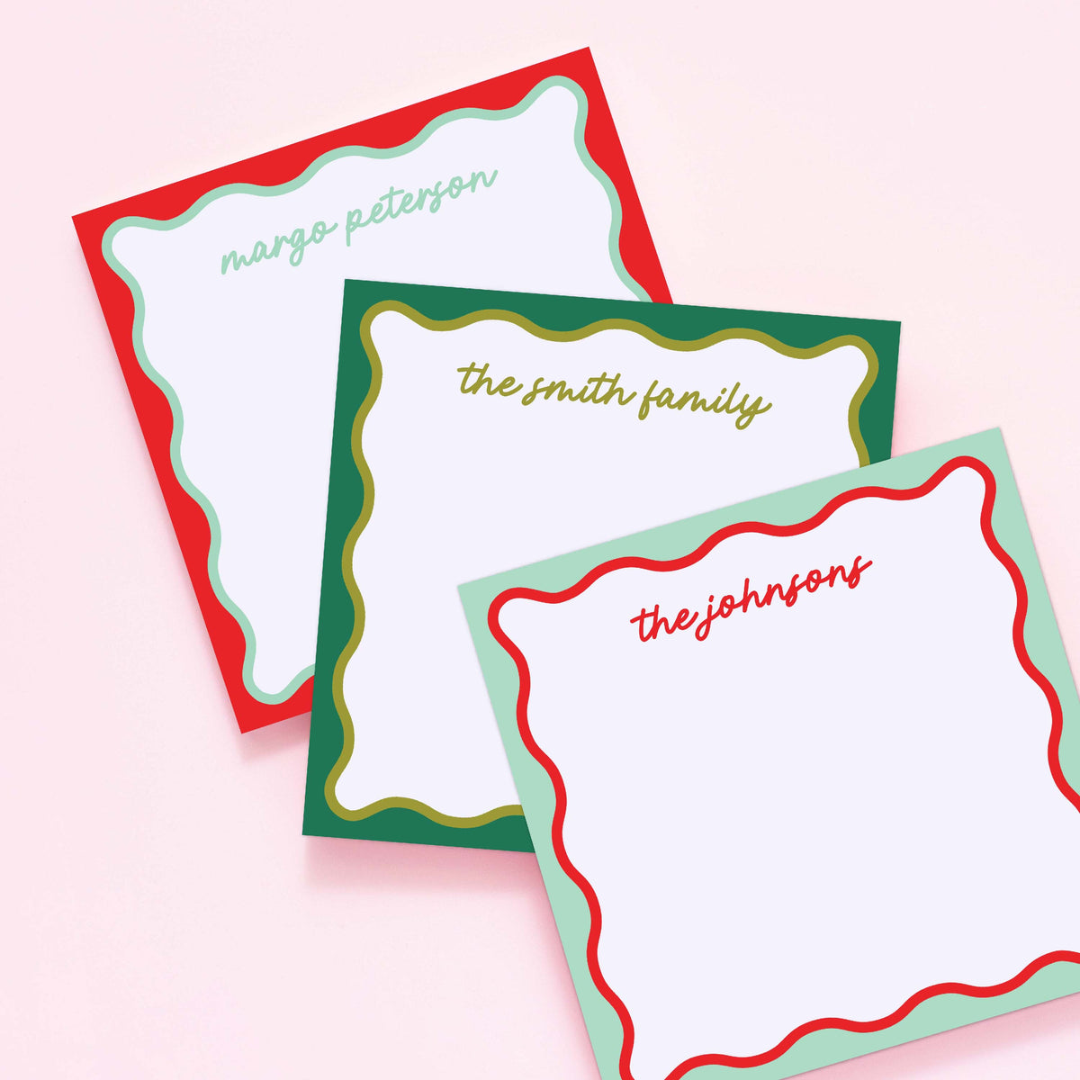 Holiday Wavy Personalized Notepad &amp; Stationery Bundle