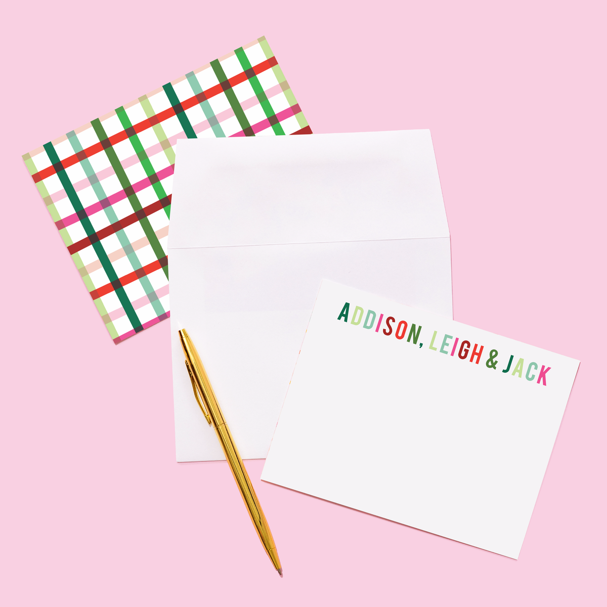 Holiday Plaid Personalized Stationery