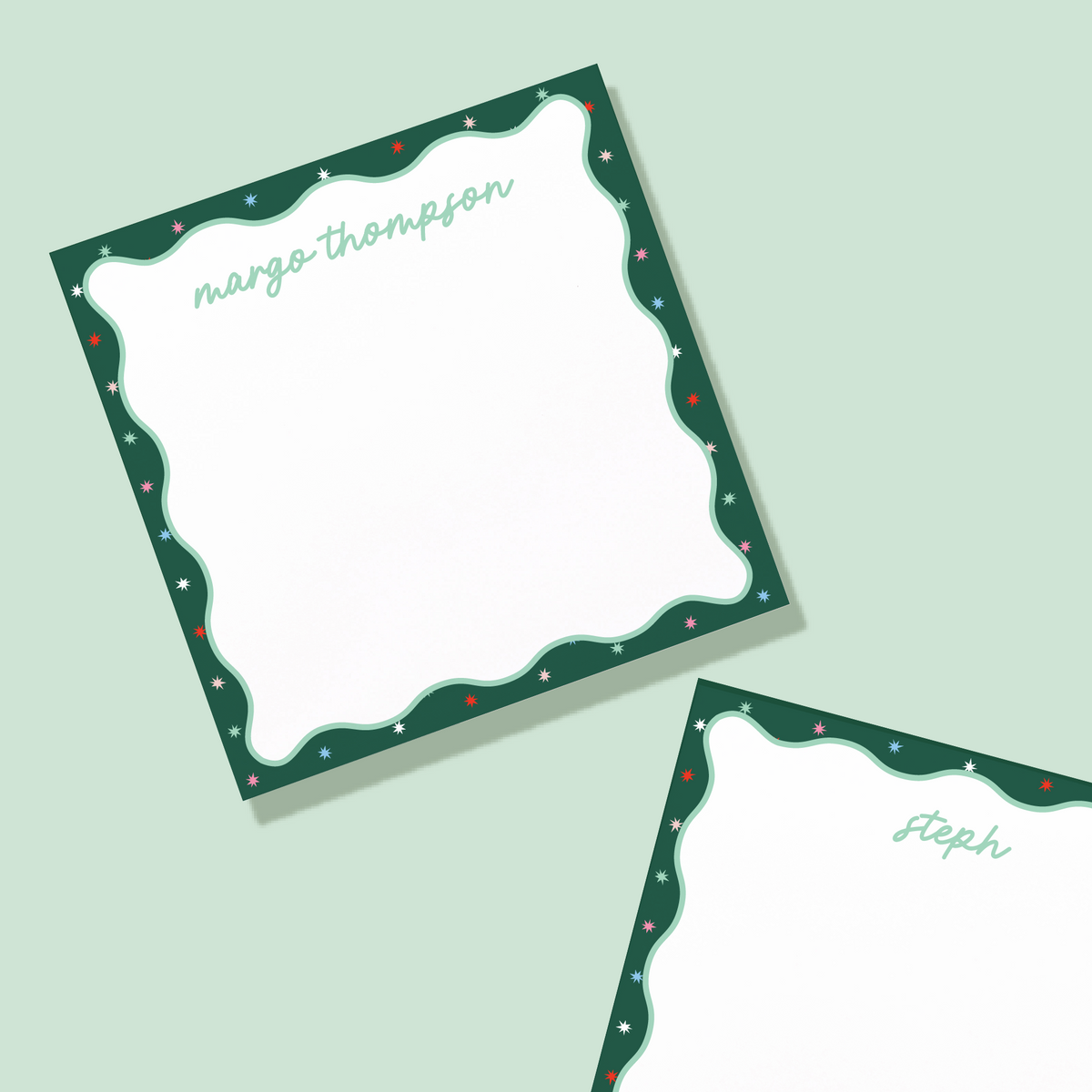 Holiday Starburst Wavy Personalized Notepad