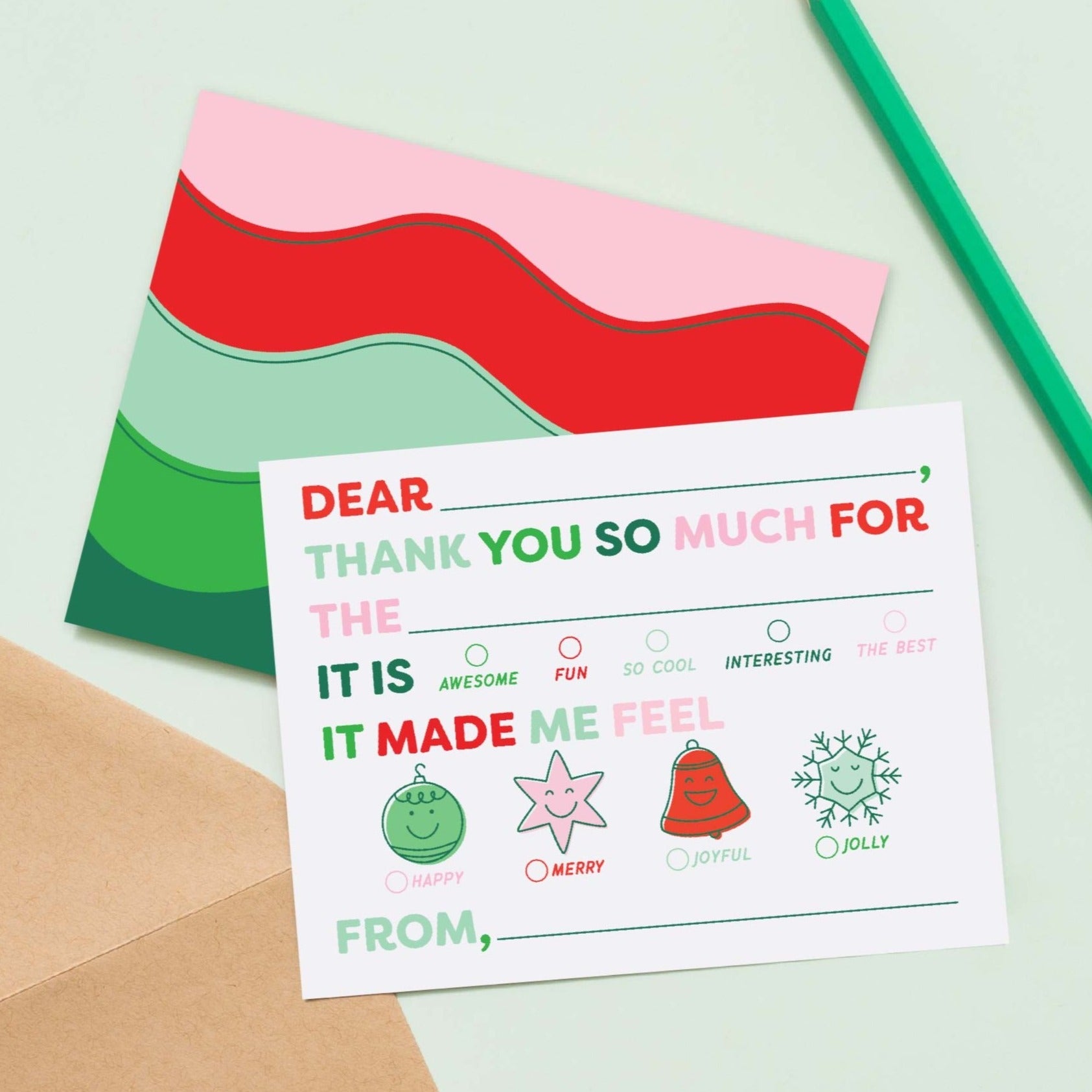 Kids Emotions Fill In Thank You Notes - Holiday