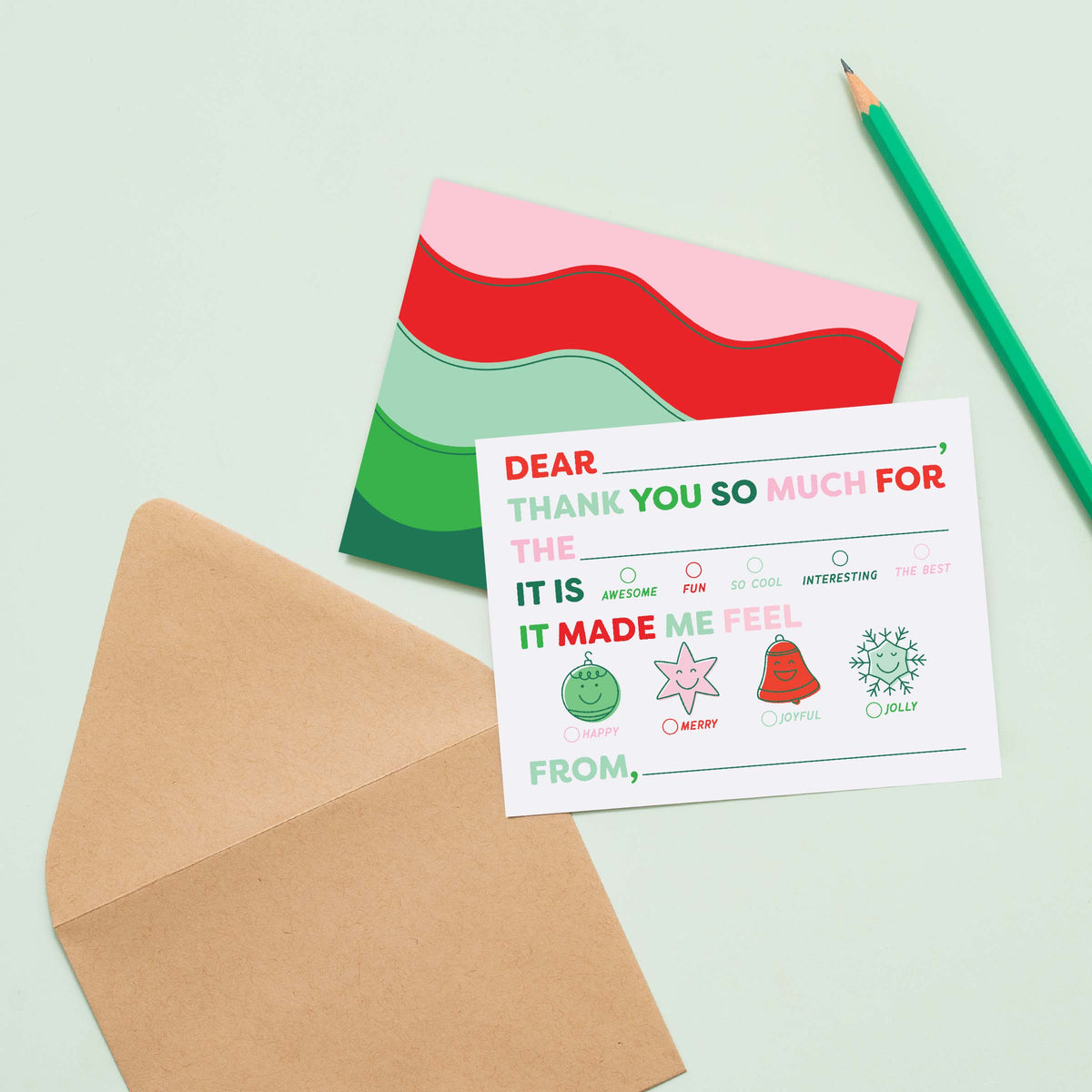Kids Emotions Fill In Thank You Notes - Holiday