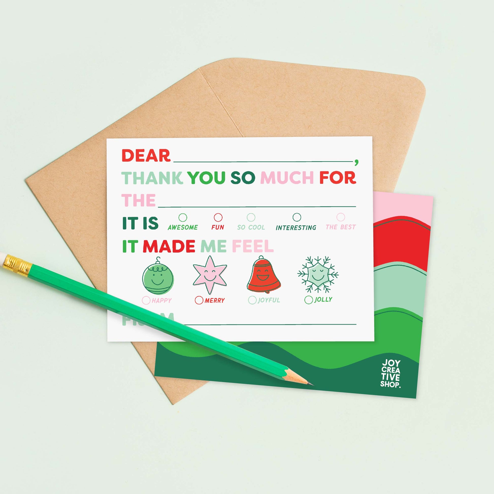 Kids Emotions Fill In Thank You Notes - Holiday