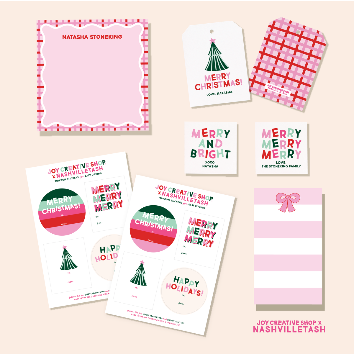 JCS x @nashvilletash Assorted Holiday Sticker Sheets