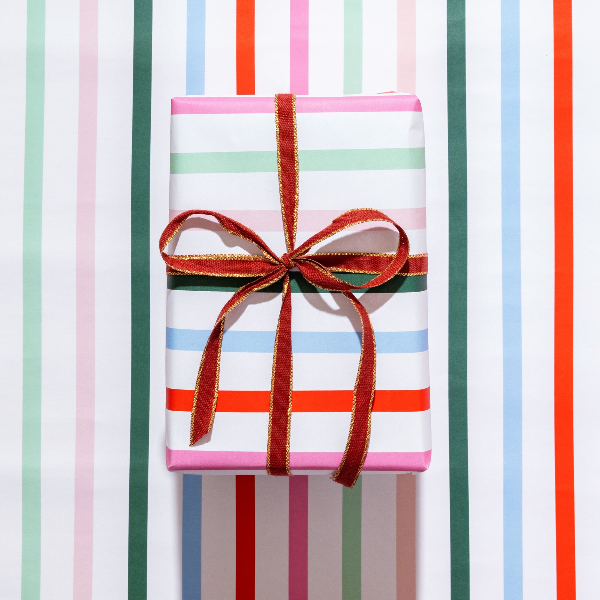Metallic Edge Cotton Ribbon - Red & Gold