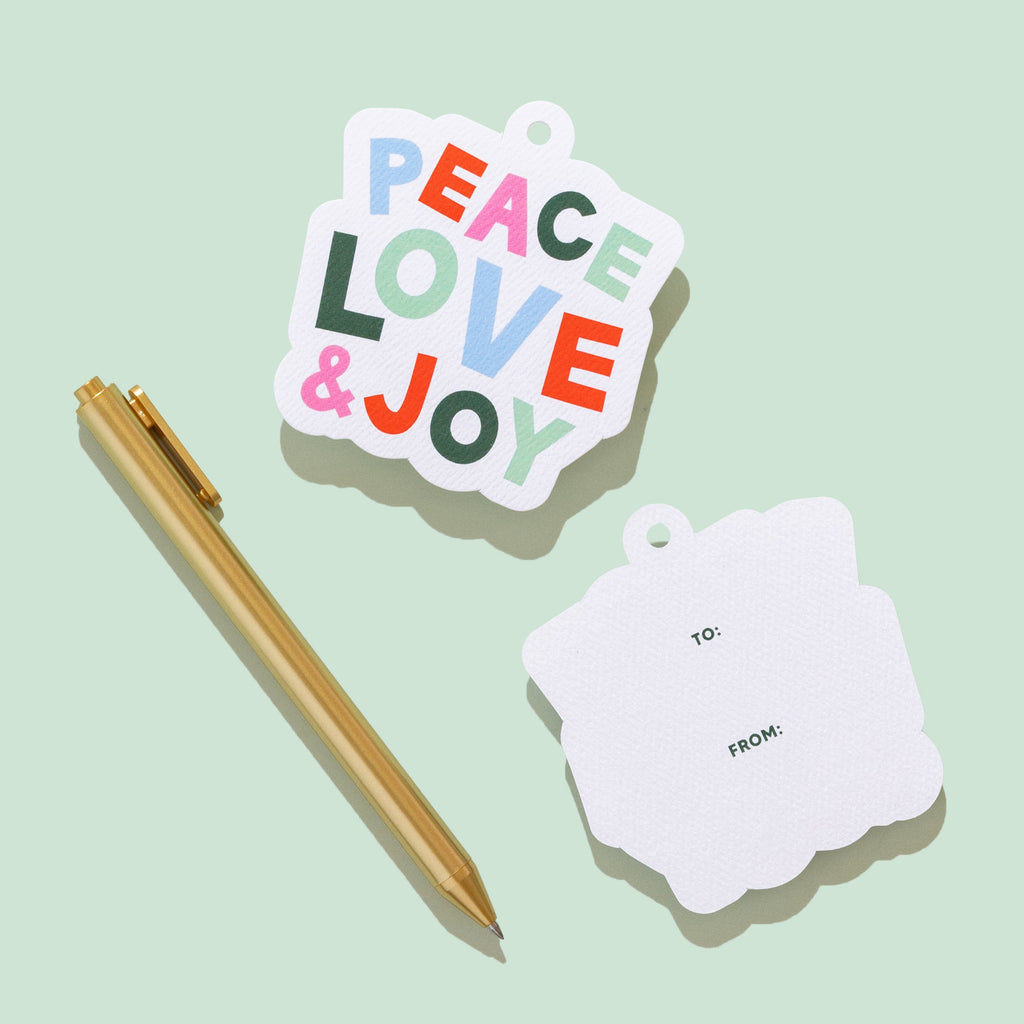 Peace, Love & Joy Die Cut Tags