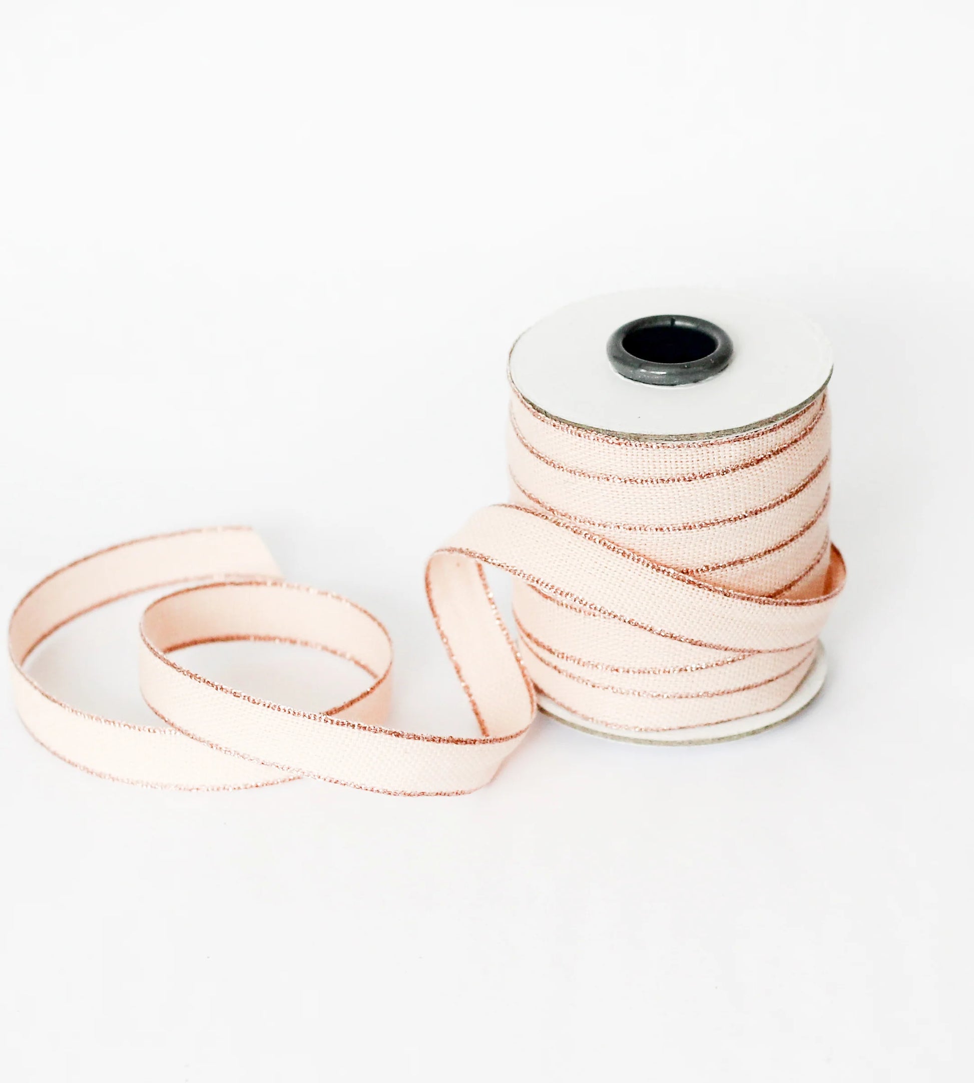 Metallic Edge Cotton Ribbon - Blush & Rose Gold
