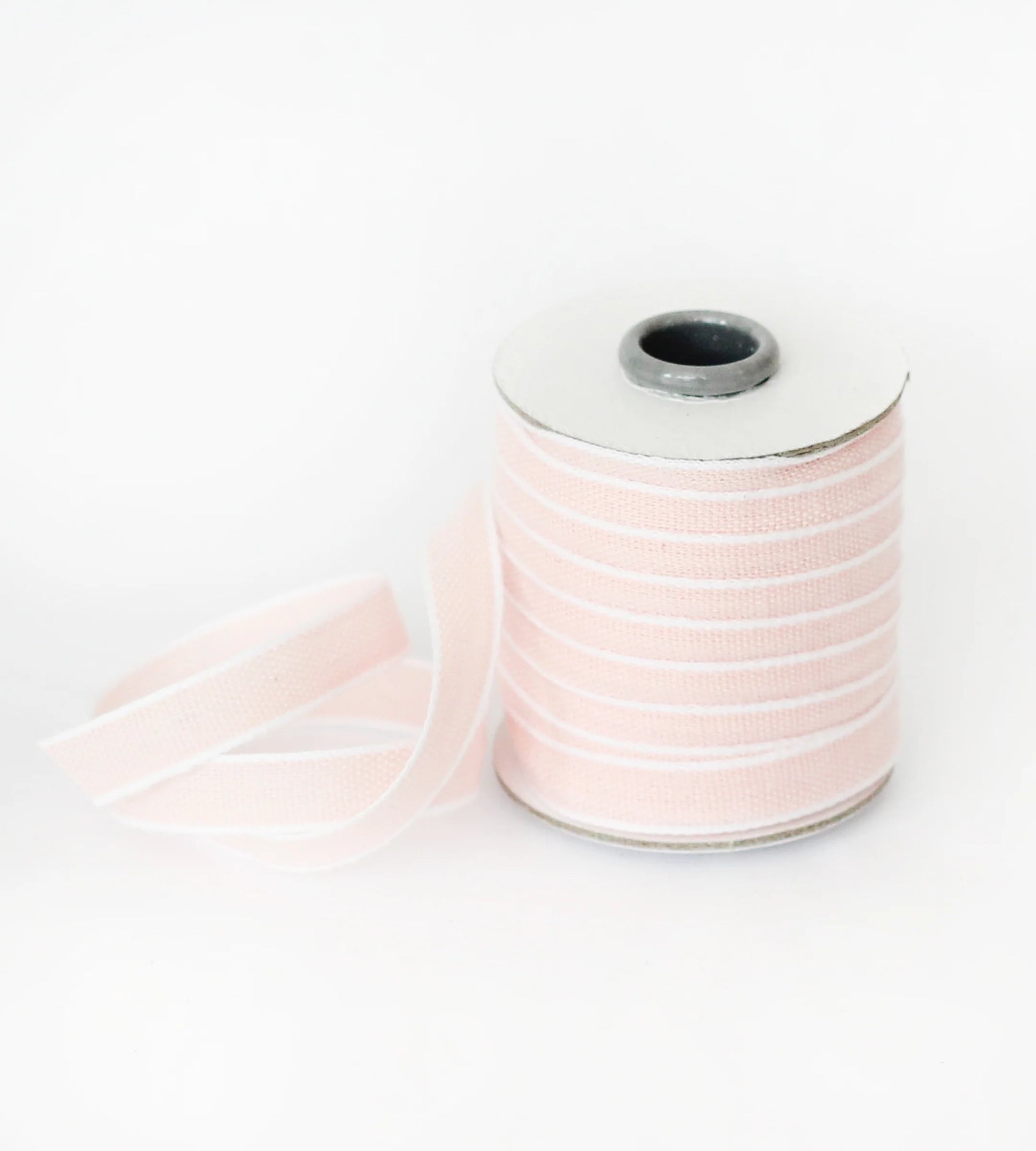 Metallic Edge Cotton Ribbon - Petal & White
