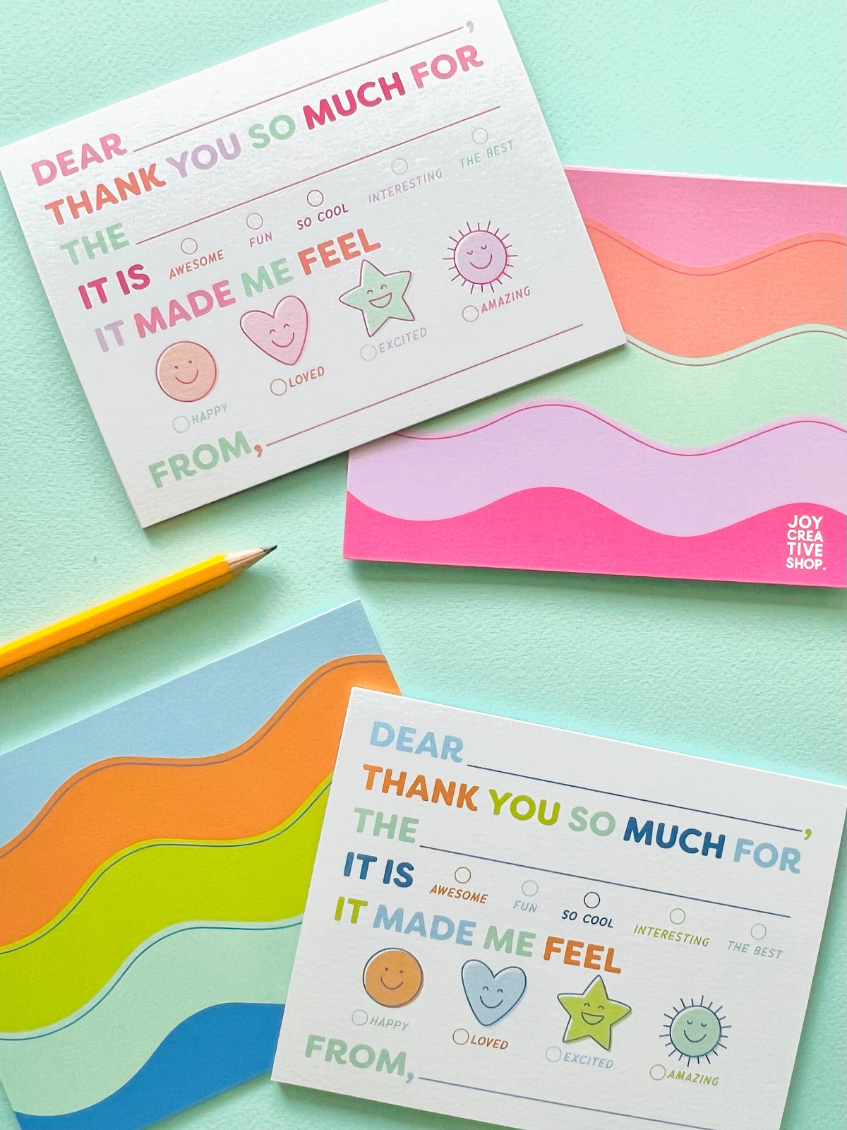 New Kid&#39;s Fill In Thank You Notes - Blues