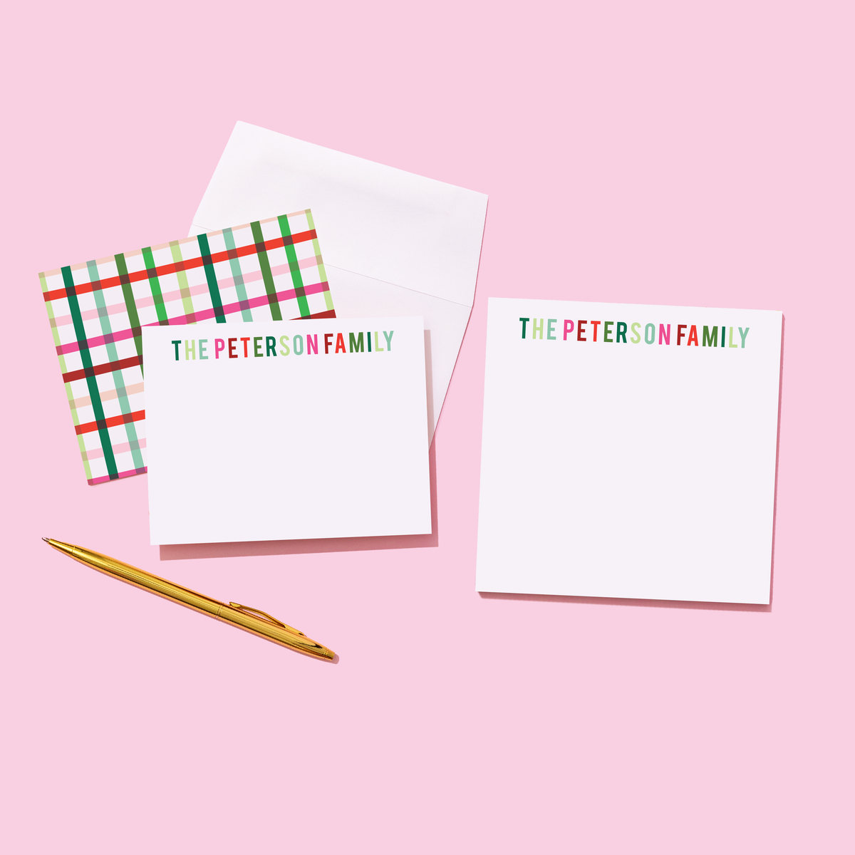 Holiday Plaid Personalized Stationery