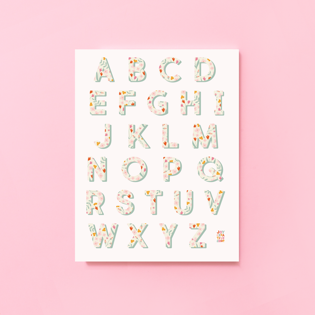 Floral Vinyl Alphabet Stickers - A thru Z
