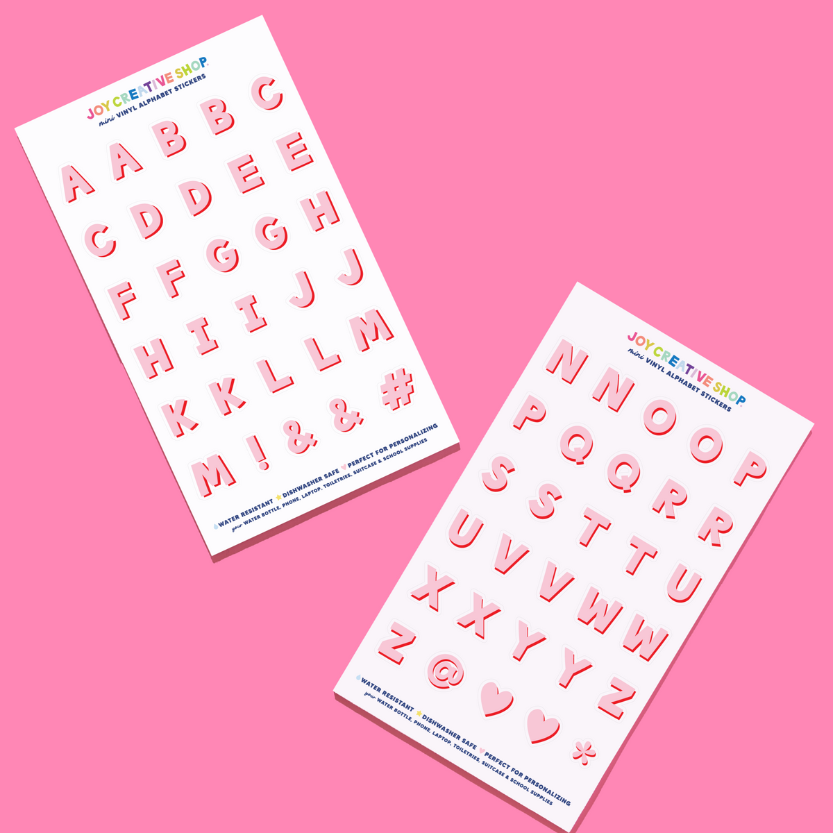 Mini Vinyl Alphabet Stickers - Pink &amp; Red
