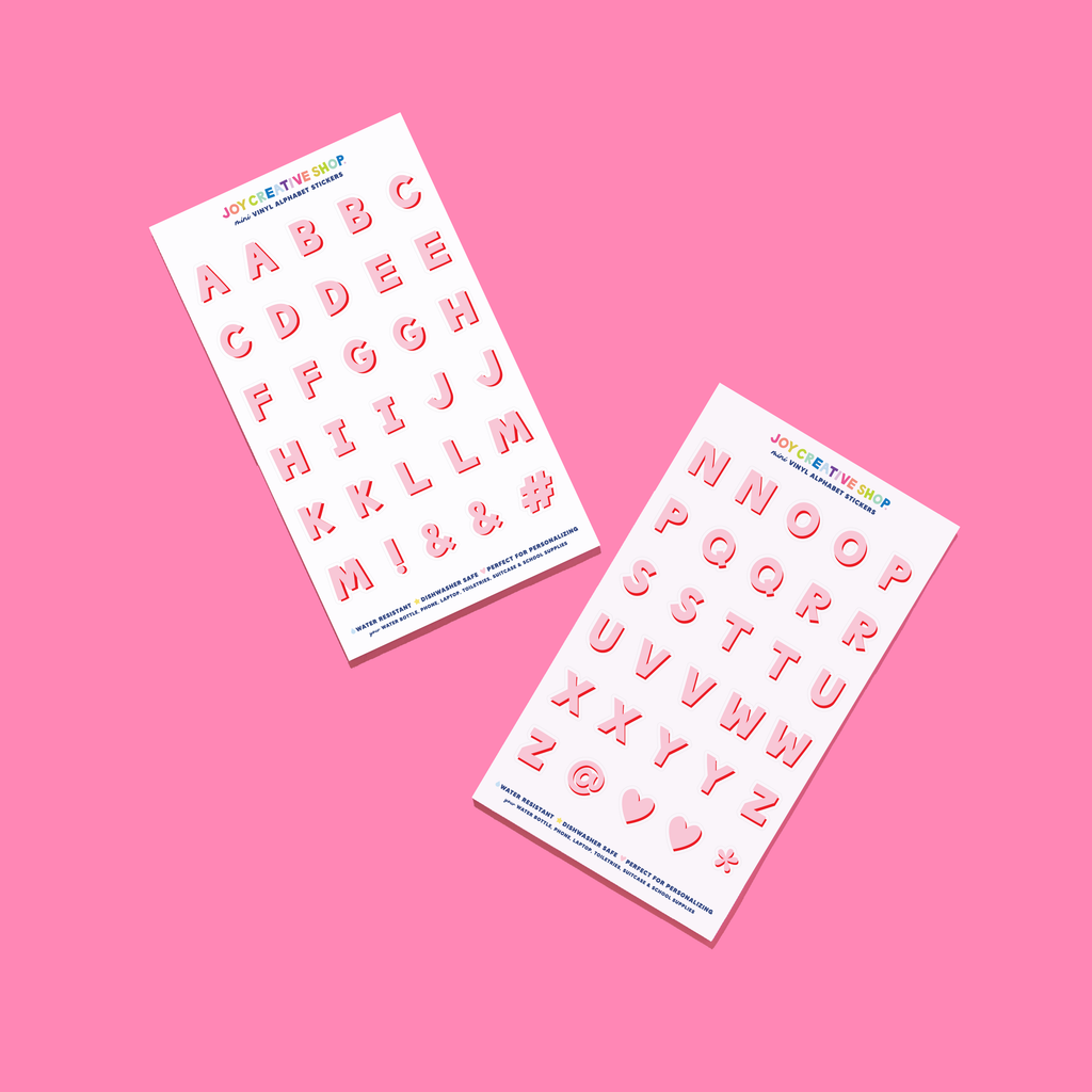 Mini Vinyl Alphabet Stickers - Pink & Red