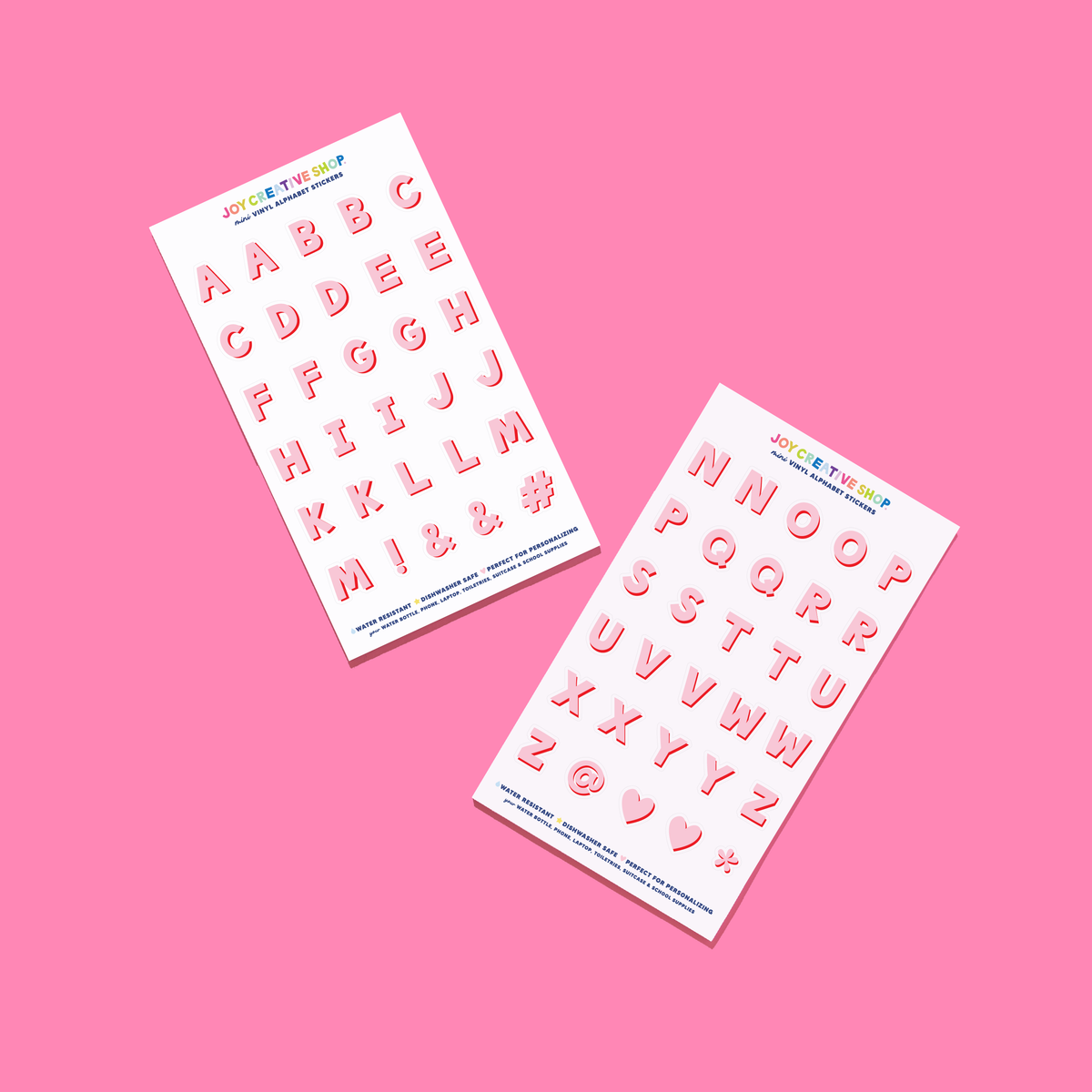 Mini Vinyl Alphabet Stickers - Pink &amp; Red