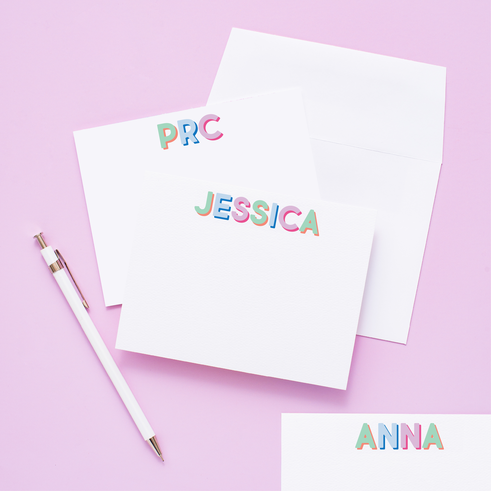 Multi-Poppy Modern Classics Personalized Stationery