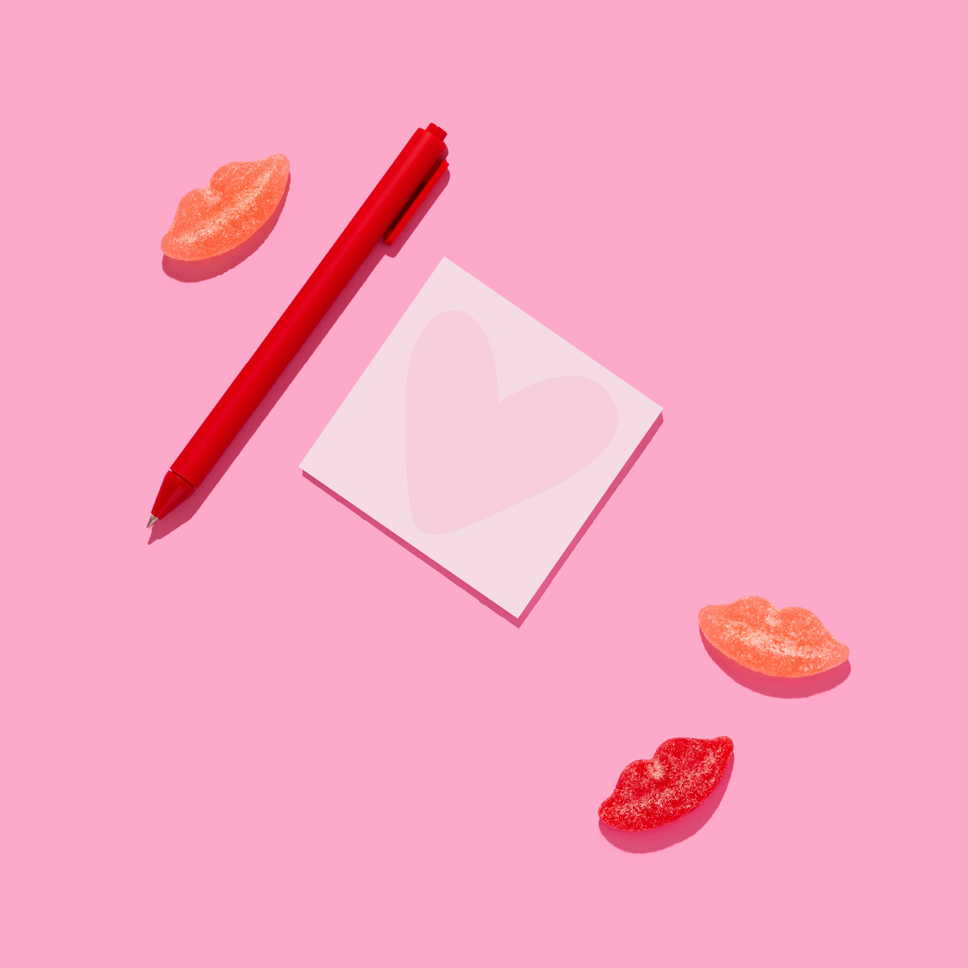 Pink Heart Valentine Sticky Note