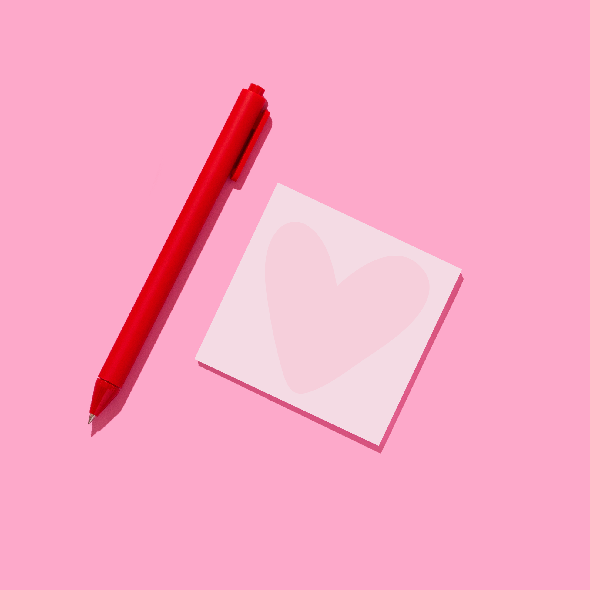 Pink Heart Valentine Sticky Note