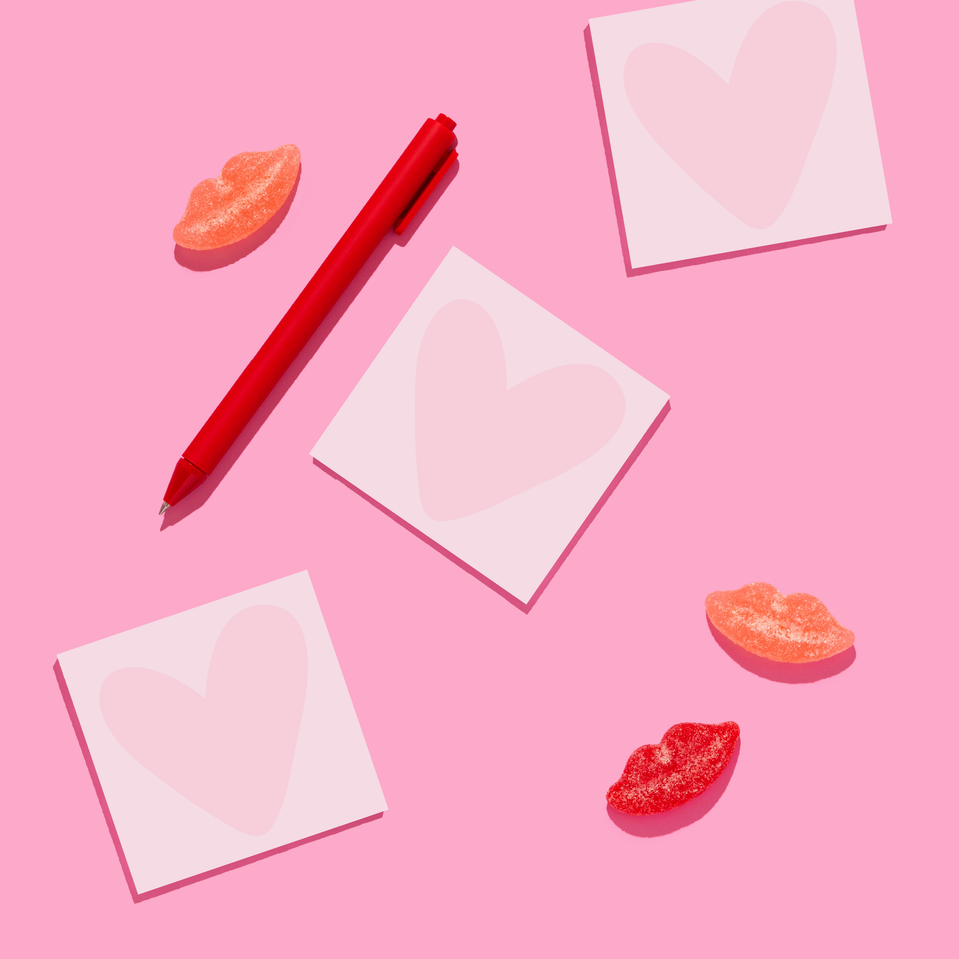 Pink Heart Valentine Sticky Note