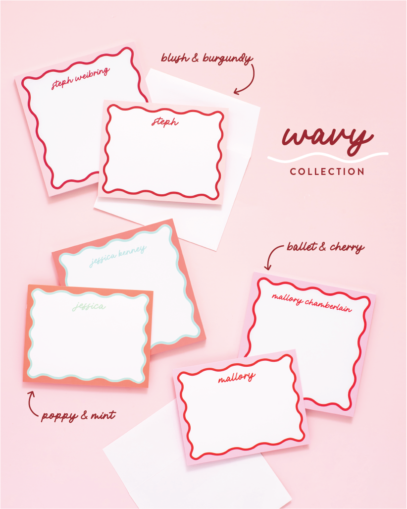 Wavy Collection Personalized Stationery