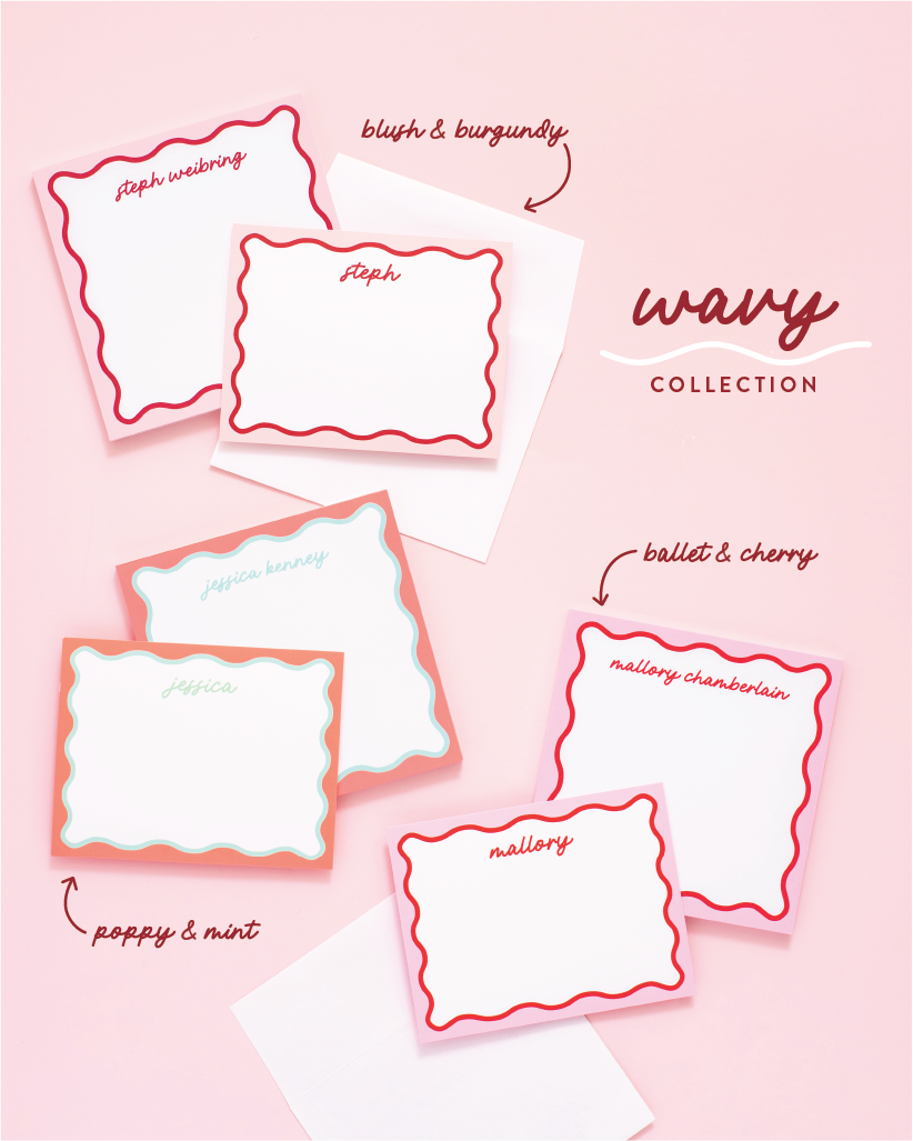 Wavy Collection Personalized Notepad &amp; Stationery Bundle