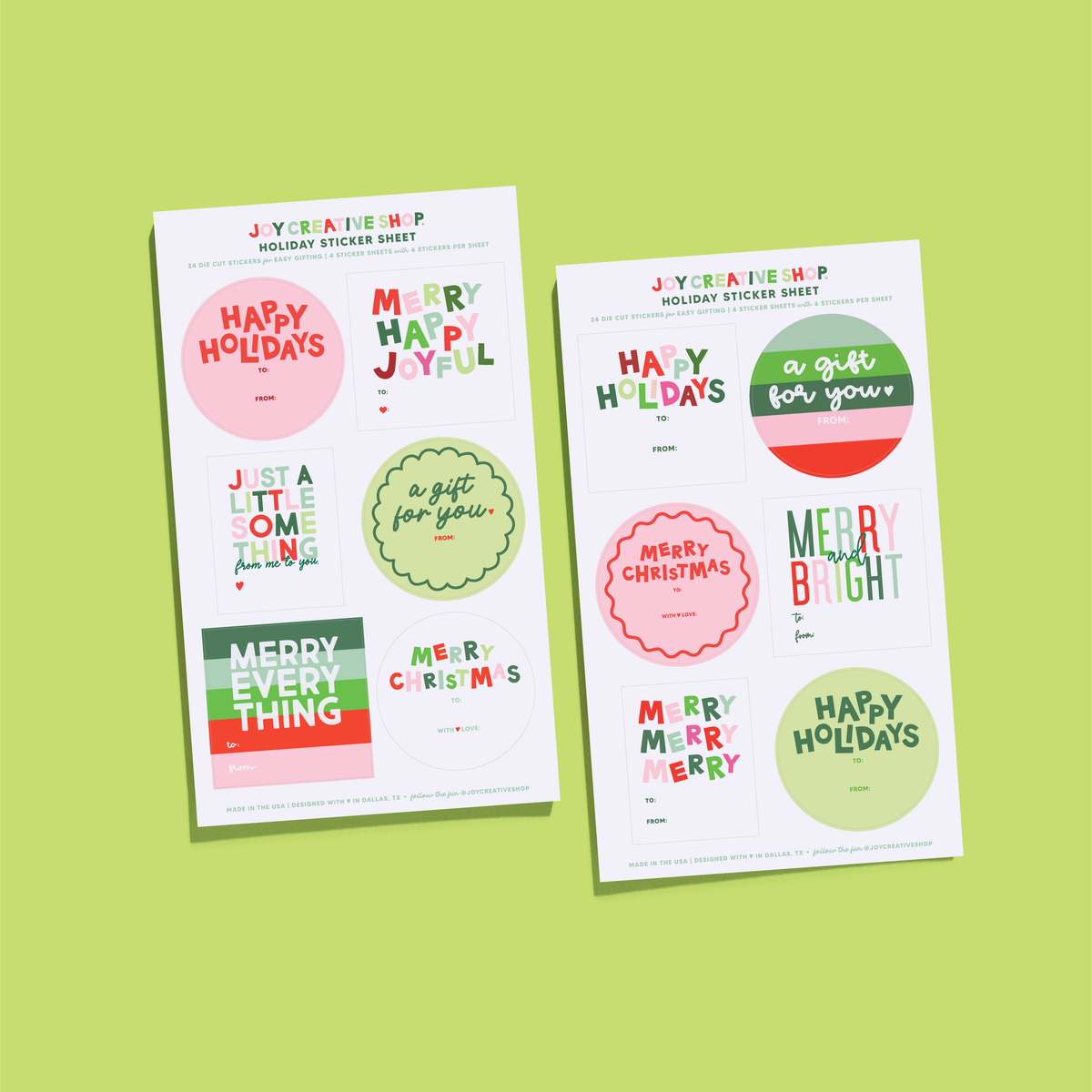 Holiday Assorted To From Sticker Sheets